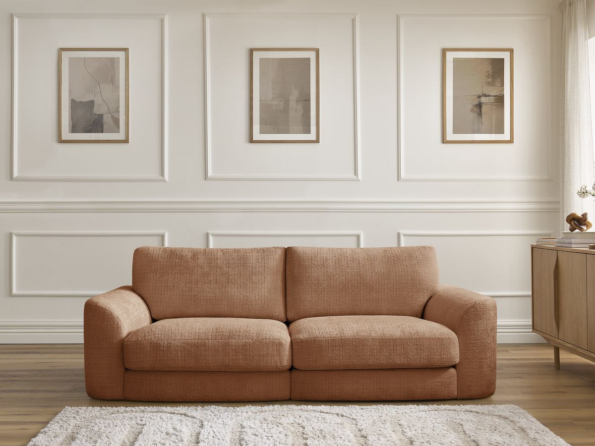 Bobochic Leonore Sofa 3-Sitzer Strukturstoff Orange
