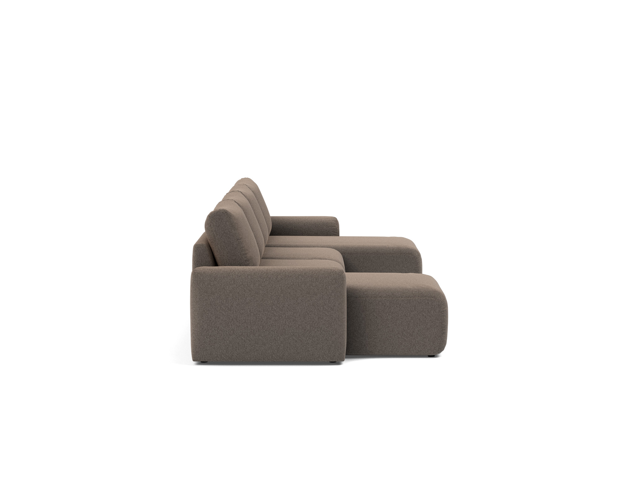 Schlafsofa Norum U-Form mit Chunky-Armlehnen Boucle Skandi 530-Taupe
