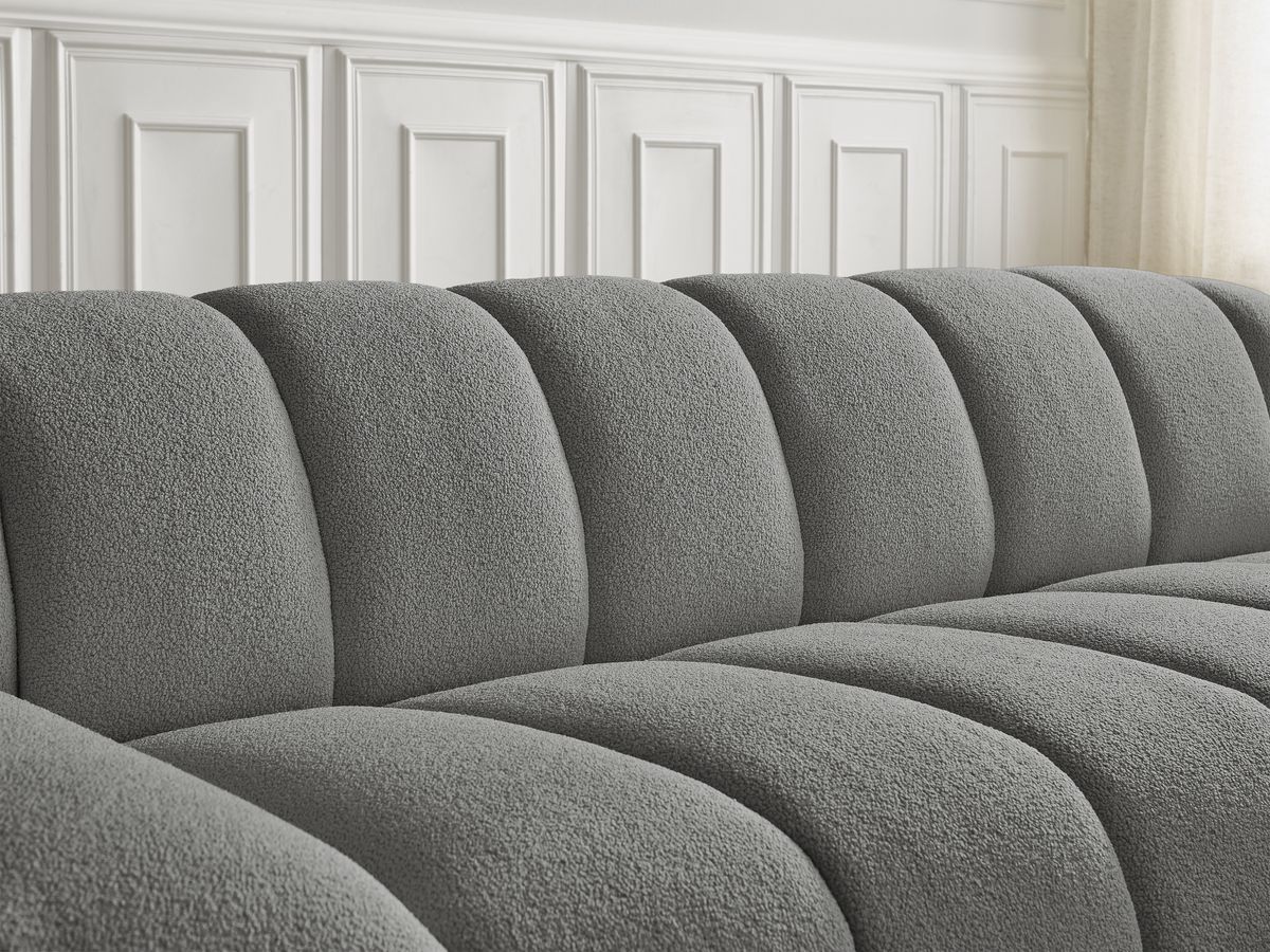 Bobochic Hayden Sofa 3-Sitzer Bouclé-Stoff Dunkelgrau