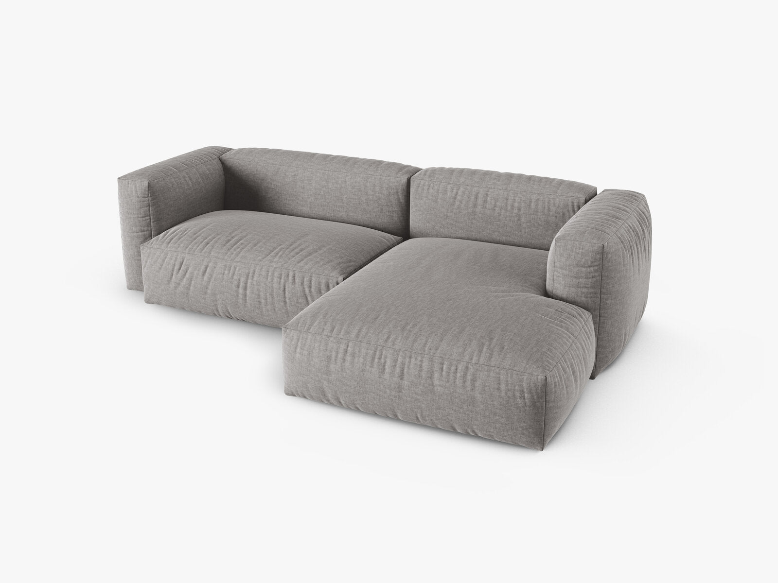 Micadoni Ecksofa Martina 2-Sitzer 90cm Sitztiefe Rechts Strukturierter Stoff Boston Hellgrau