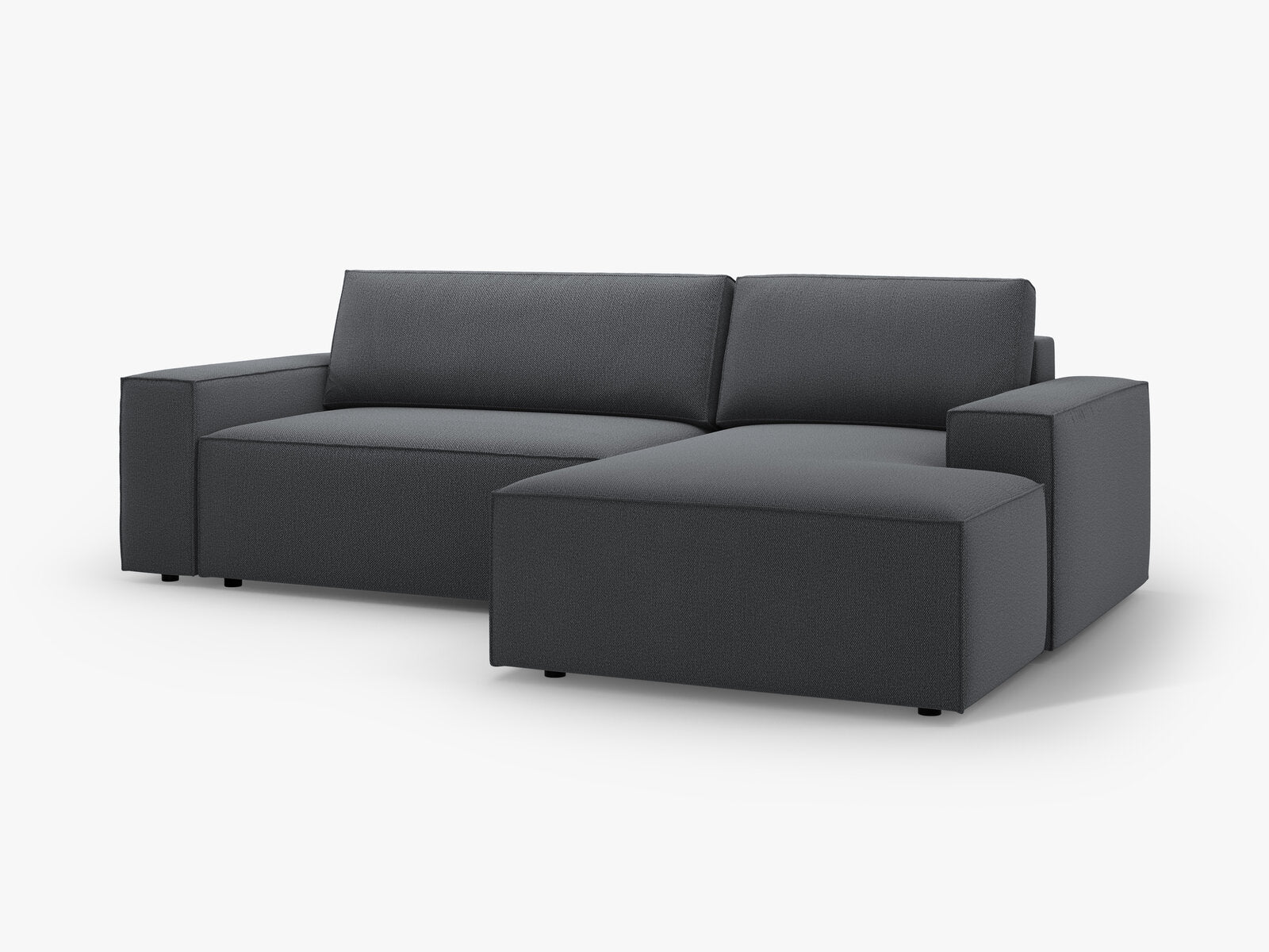Micadoni Schlaf-Ecksofa Jodie 3-Sitzer Rechts Strukturierter Stoff Dunkelgrau