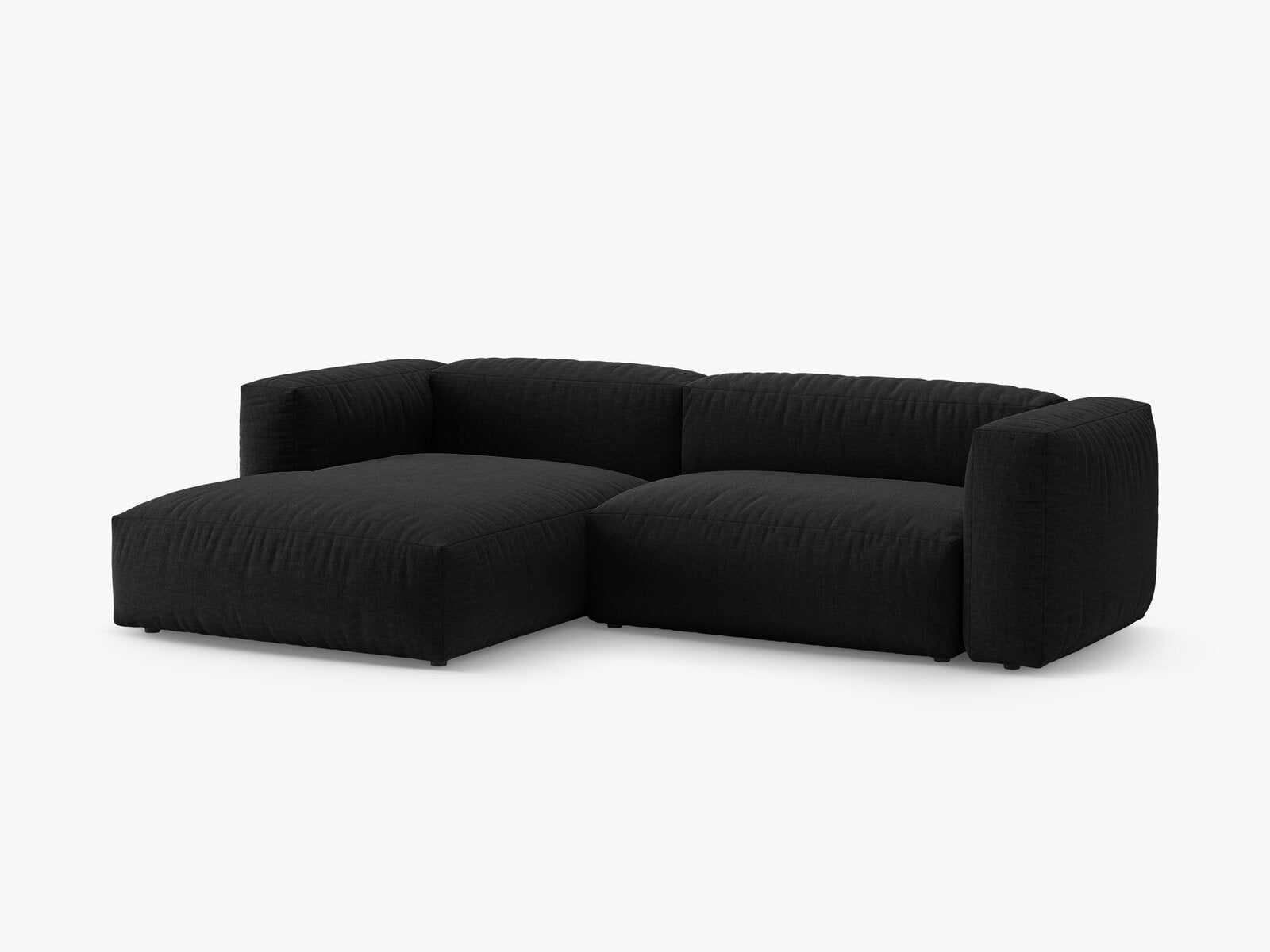 Micadoni Martina Ecksofa 4-Sitzer mit Schlaffunktion Links Strukturierter Stoff Boston Schwarz