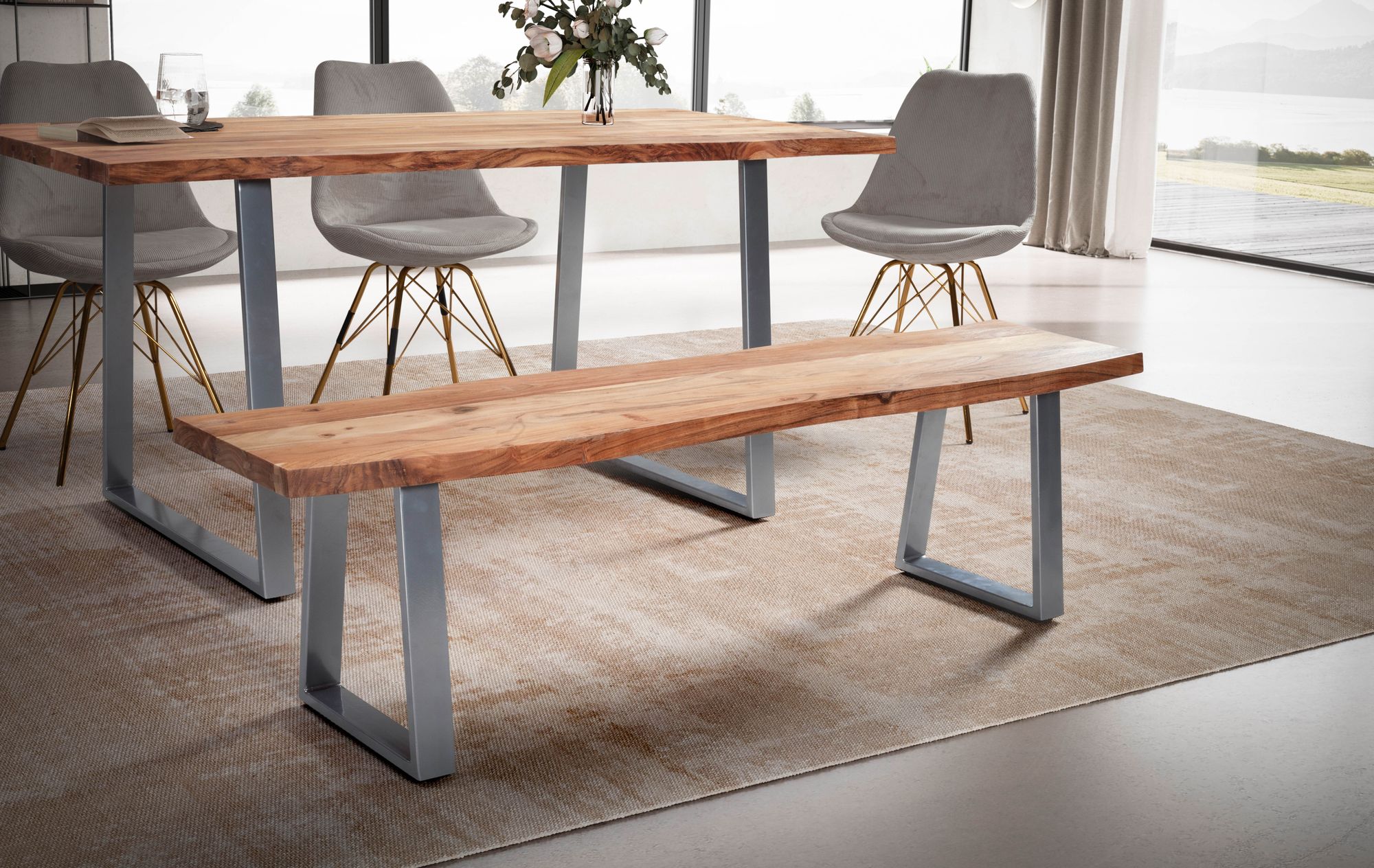 Essbank Balestrand Akazie Massivholz Breite 140 cm