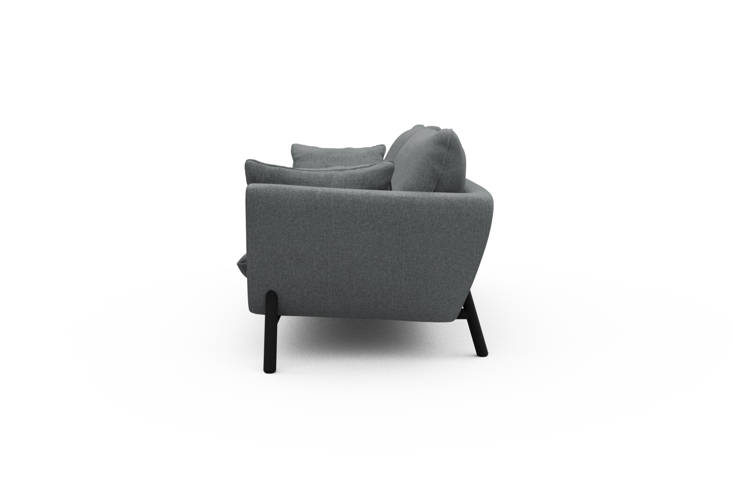 Sofa Emil 3-Sitzer Beinfarbe Eiche Schwarz Casone-Gravel-Grey