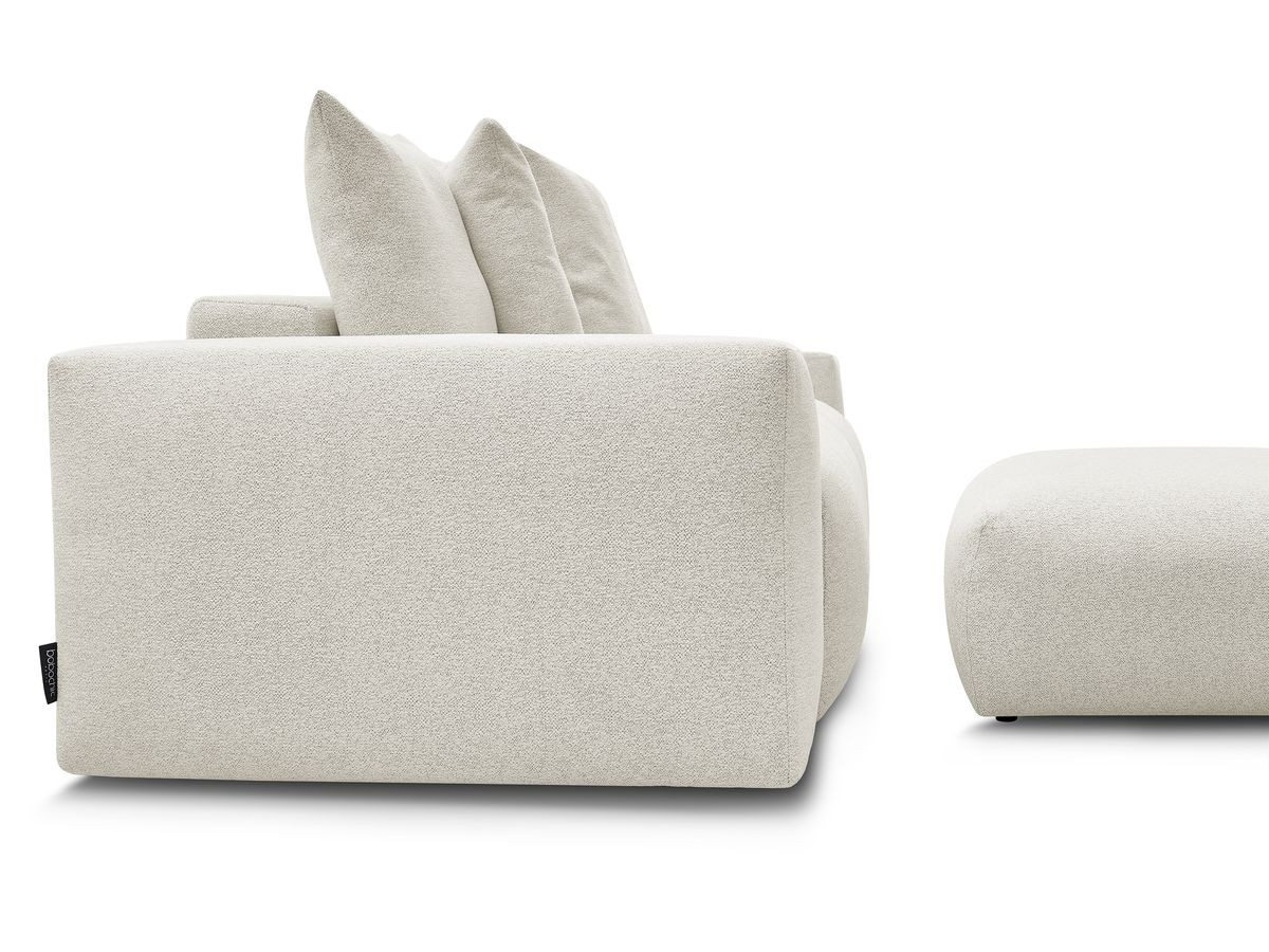 Bobochic Voltaire Schlafsofa 4-Sitzer mit Bettkasten und Pouf Melange-Stoff Weiß