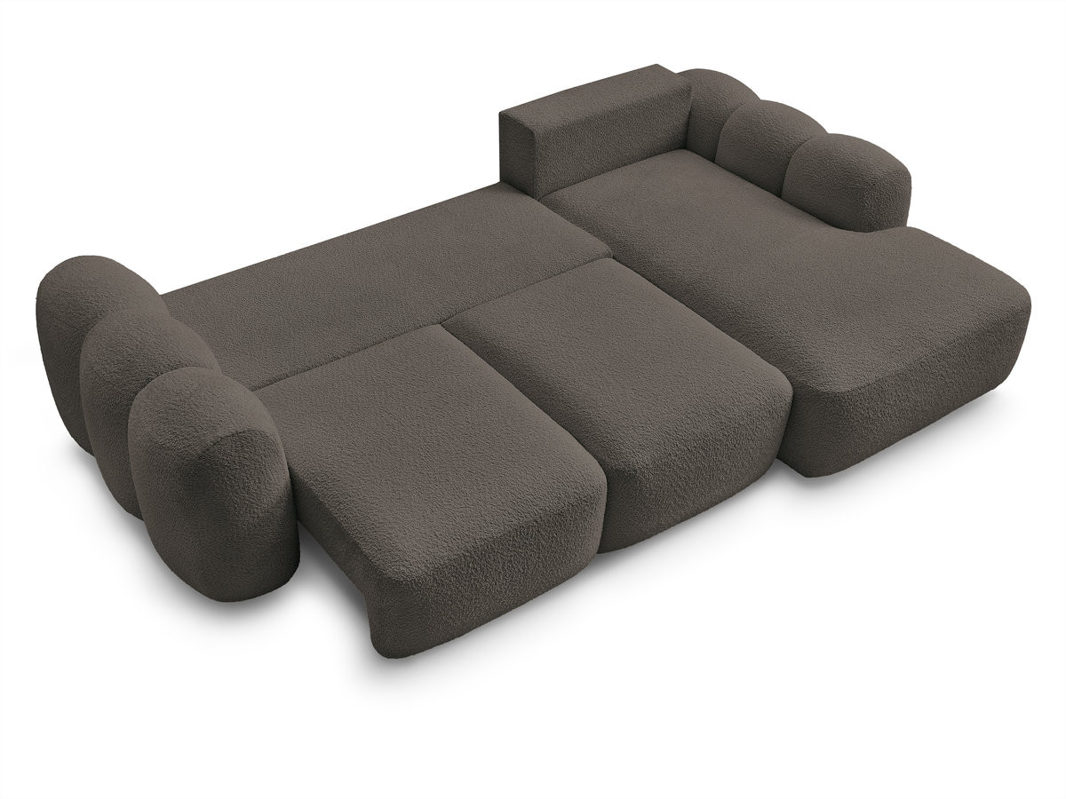 Bobochic Montaigne Ecksofa mit Schlaffunktion und Bettkasten 276 × 164 cm Bouclé-Stoff Braun Ecke rechts