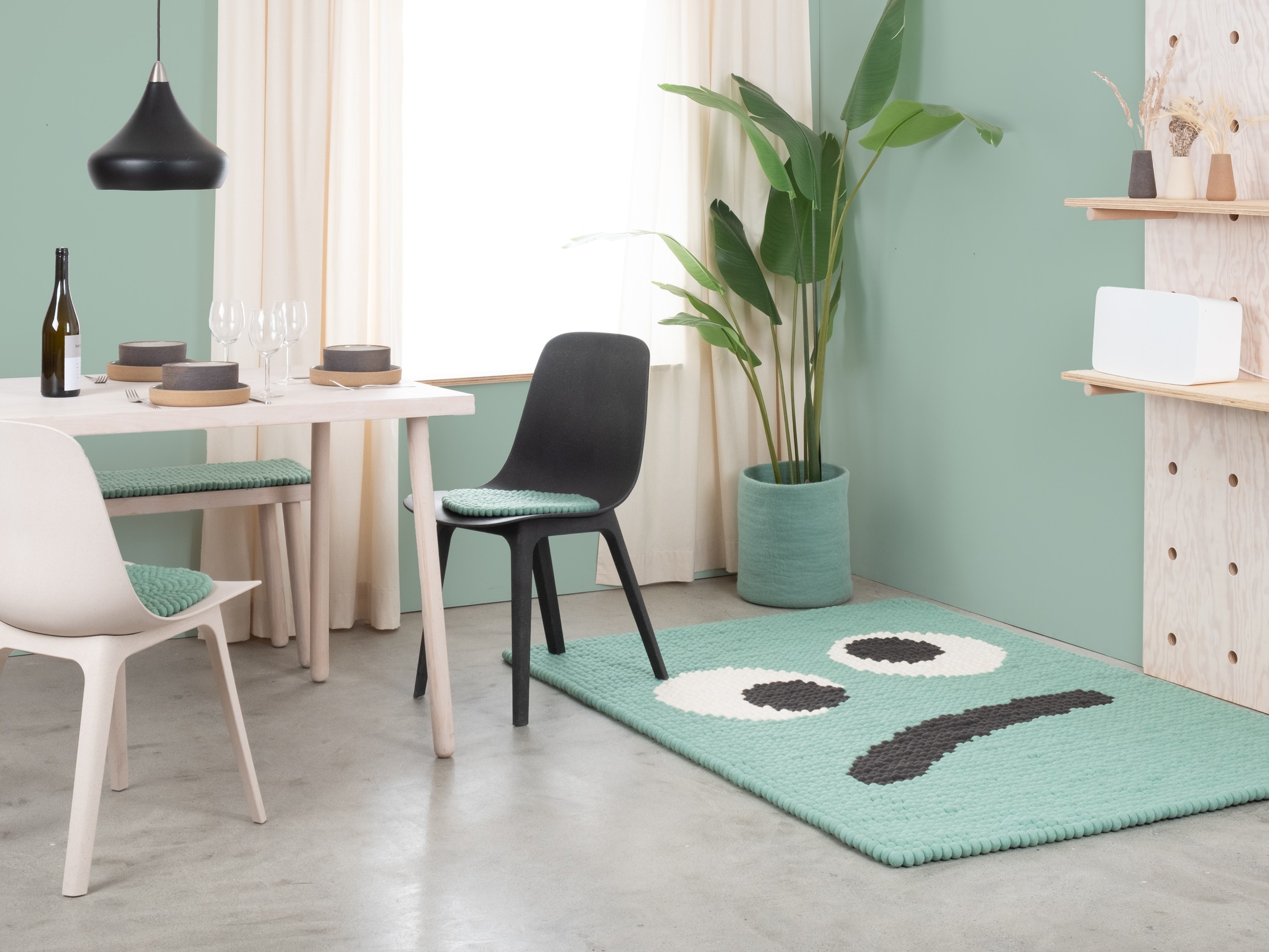 myfelt Heinz Filzkugelteppich Grün