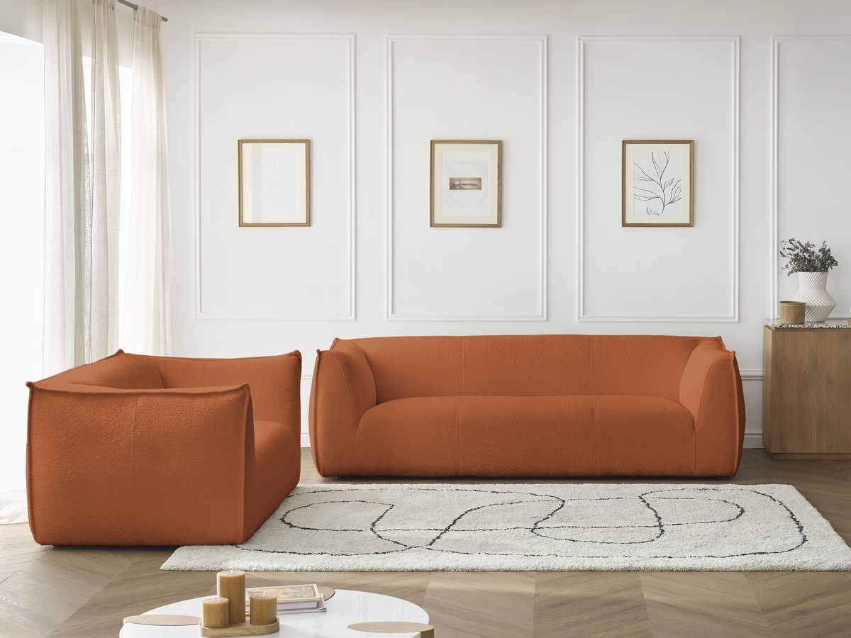 Bobochic Giorgia Sofa 5-Sitzer 412 × 100 cm Bouclé-Stoff Orange