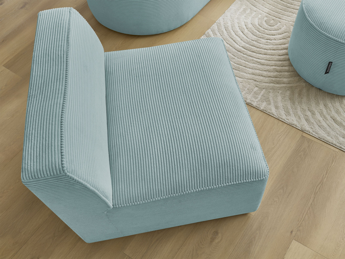 Bobochic Rousseau Sofamodul 1-Sitzer Cordsamt Hellblau