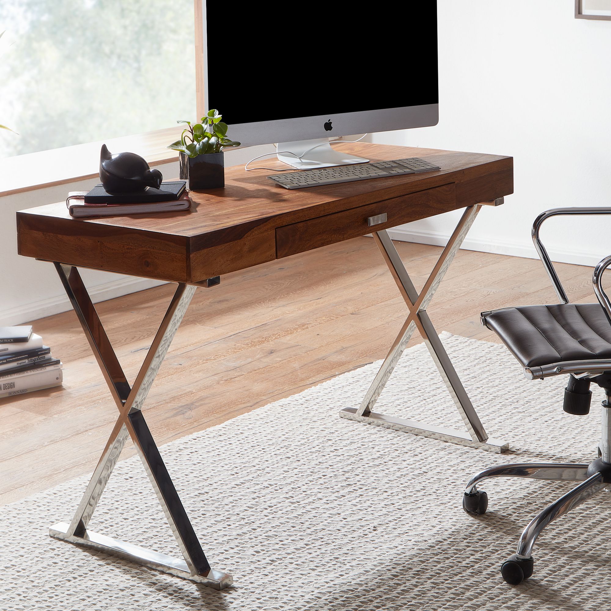 Schreibtisch Nupsstadur Massivholz Silber 120 × 55 × 78 cm