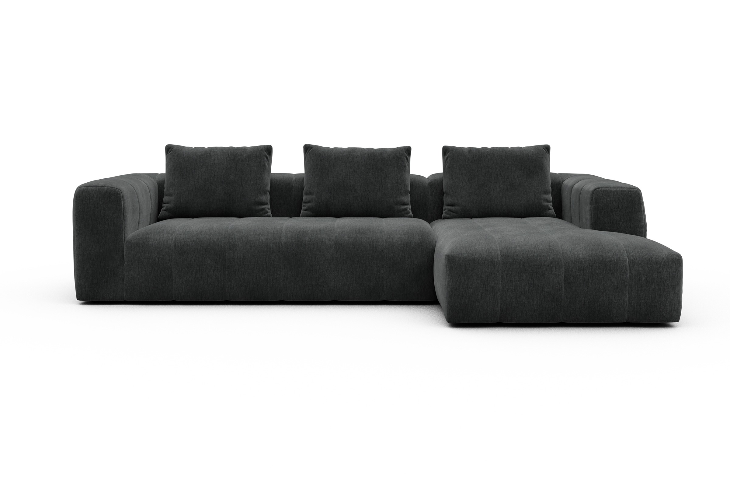 Ecksofa Hugo 2,5-Sitzer Armlehne links mit Chaiselongue Smooth-Deep-Warm-Grey