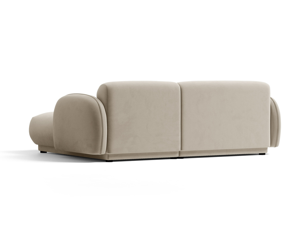 Cosmopolitan Design Ecksofa Bilbao 3-Sitzer kleine Version Samt Casino Helles Beige Rechts
