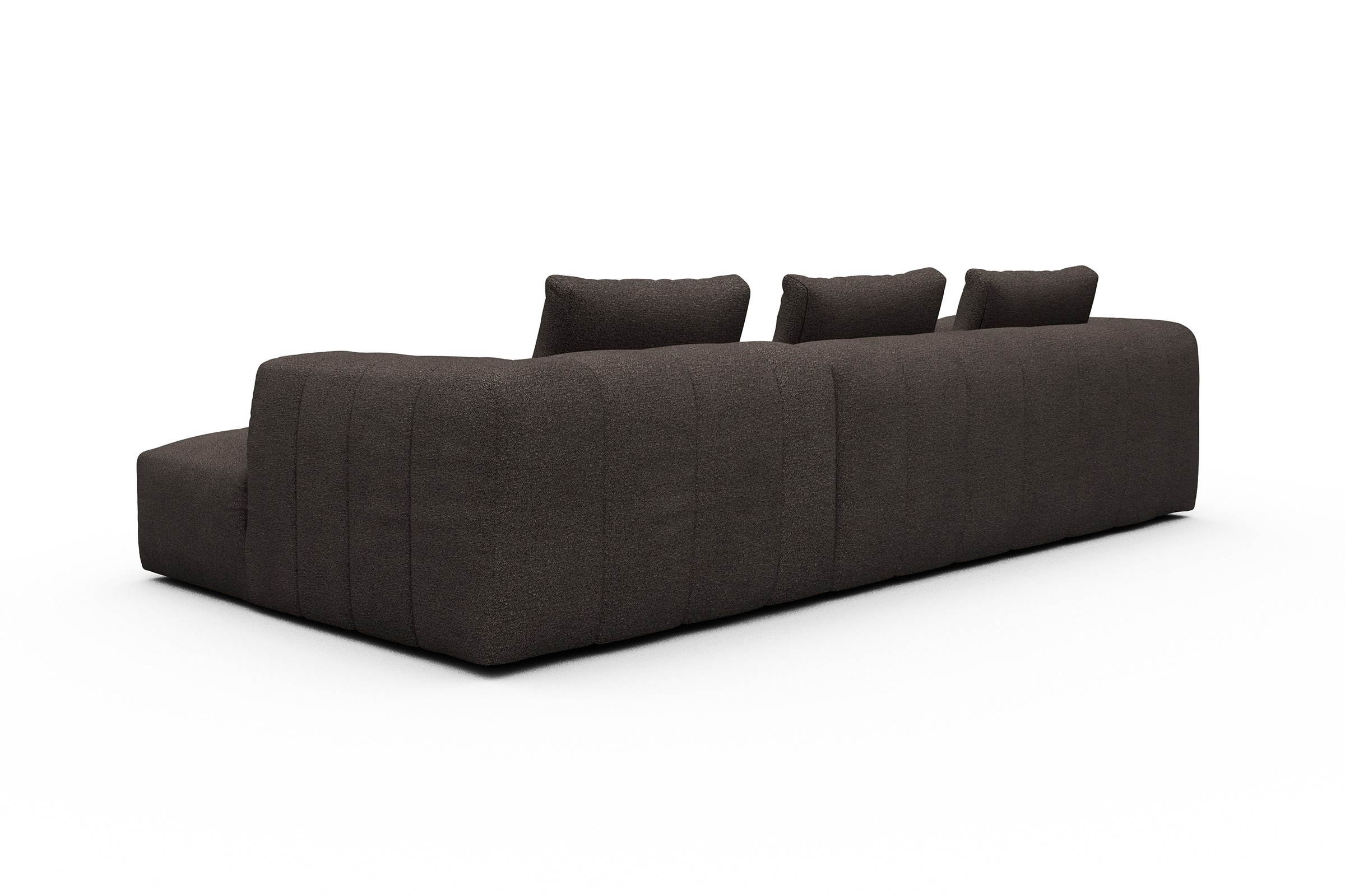 Ecksofa Hugo 2,5-Sitzer Armlehne links mit Chaiselongue Boucle-Taupe