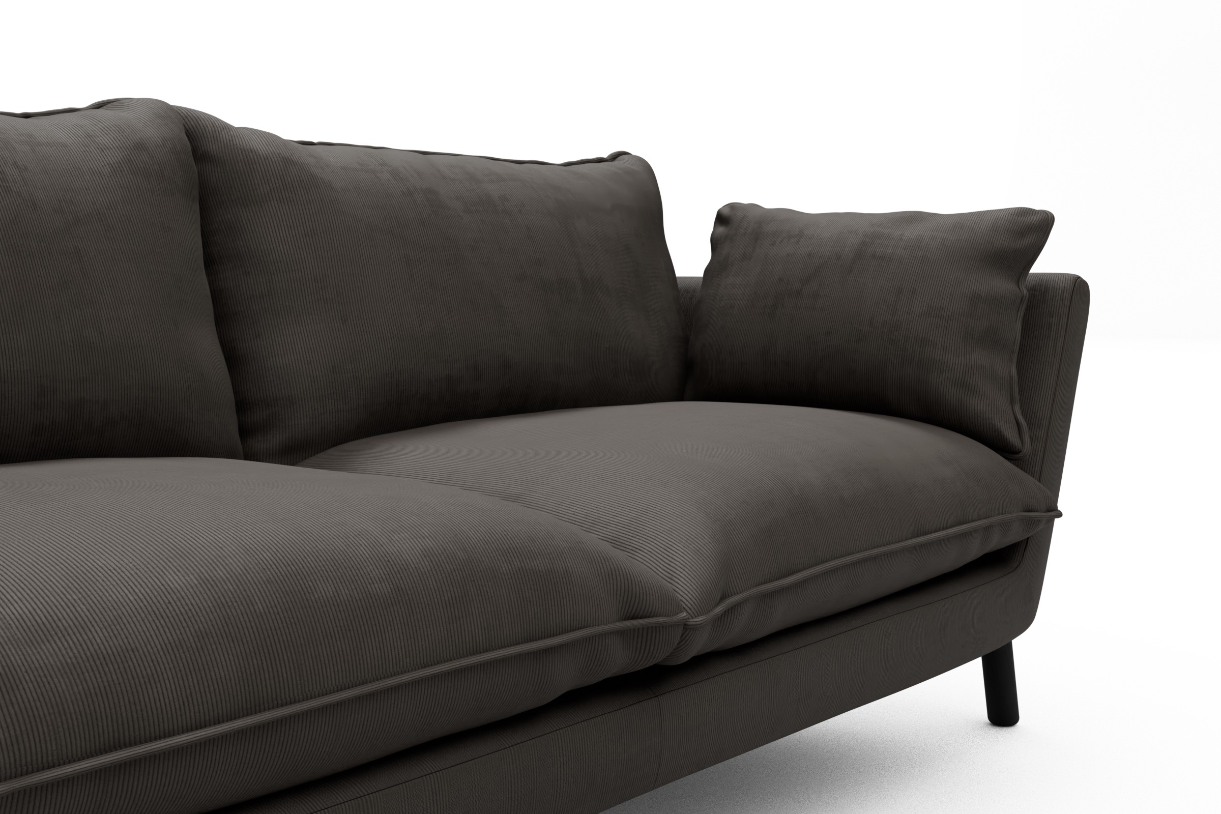 Sofa Emil PREMIUM 2-Sitzer Beinfarbe Eiche Schwarz Cordufine-Taupe
