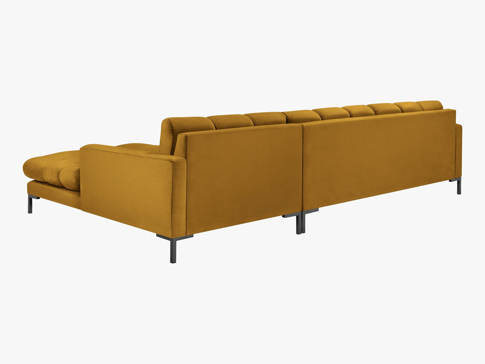 Micadoni Ecksofa Mamaia 5-Sitzer Rechts Samt Bluvel Gelb schwarze Beine