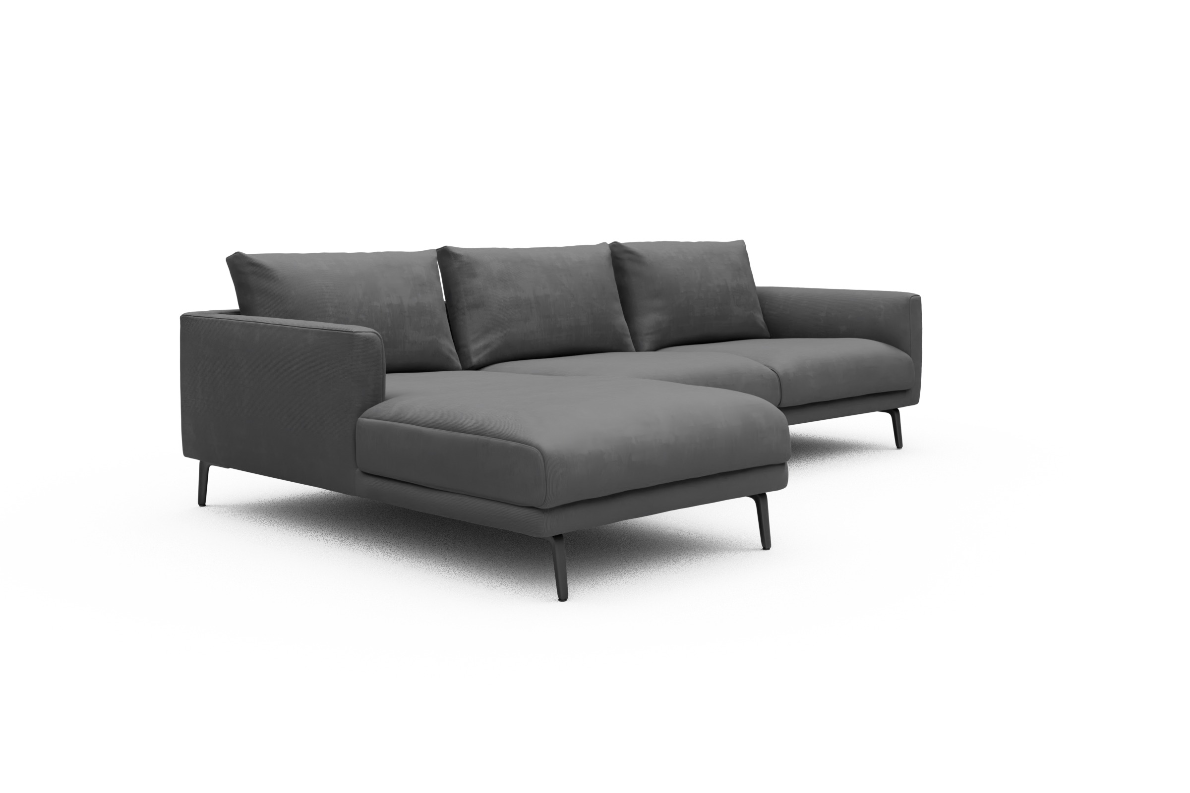 Ecksofa Karl Chaiselongue links mit 2,5-Sitzer Cordufine-Grey