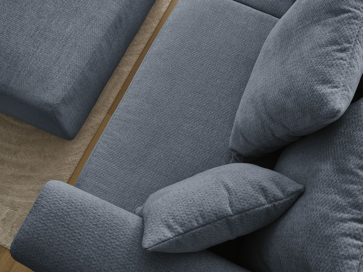 Bobochic Sidonie Sofa 3-Sitzer mit Pouf Melange-Stoff Dunkelblau