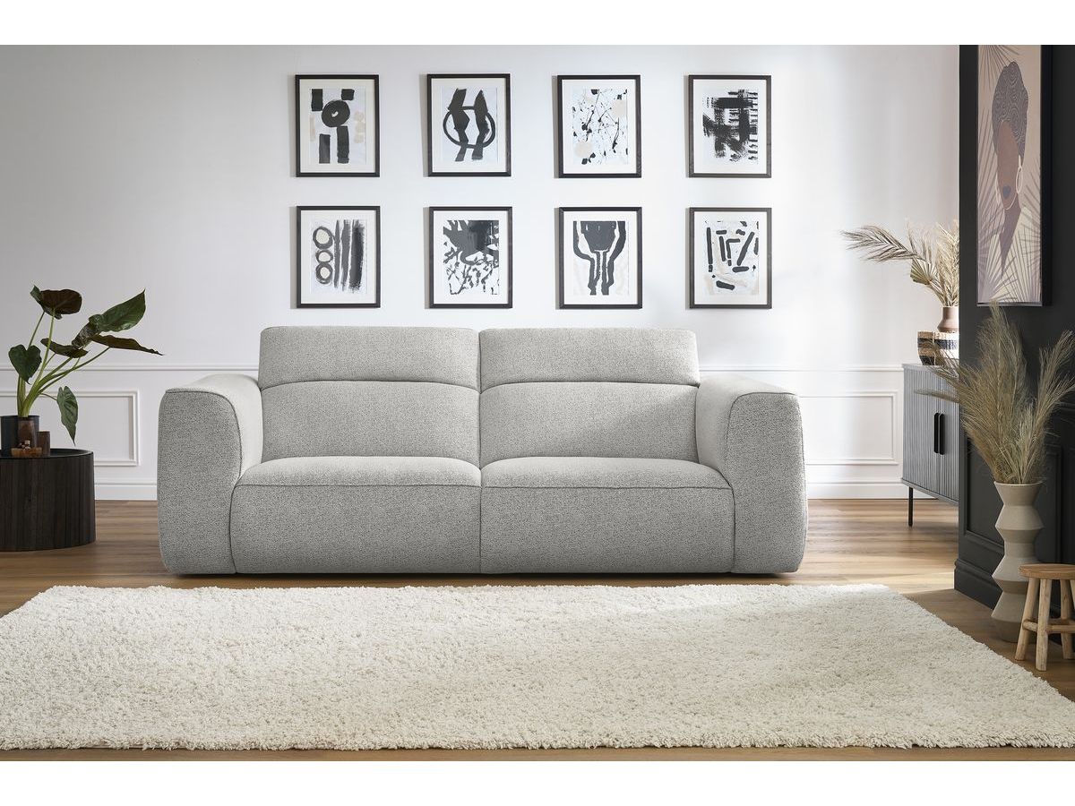Bobochic William Sofa 3-Sitzer Melange-Stoff Weiß