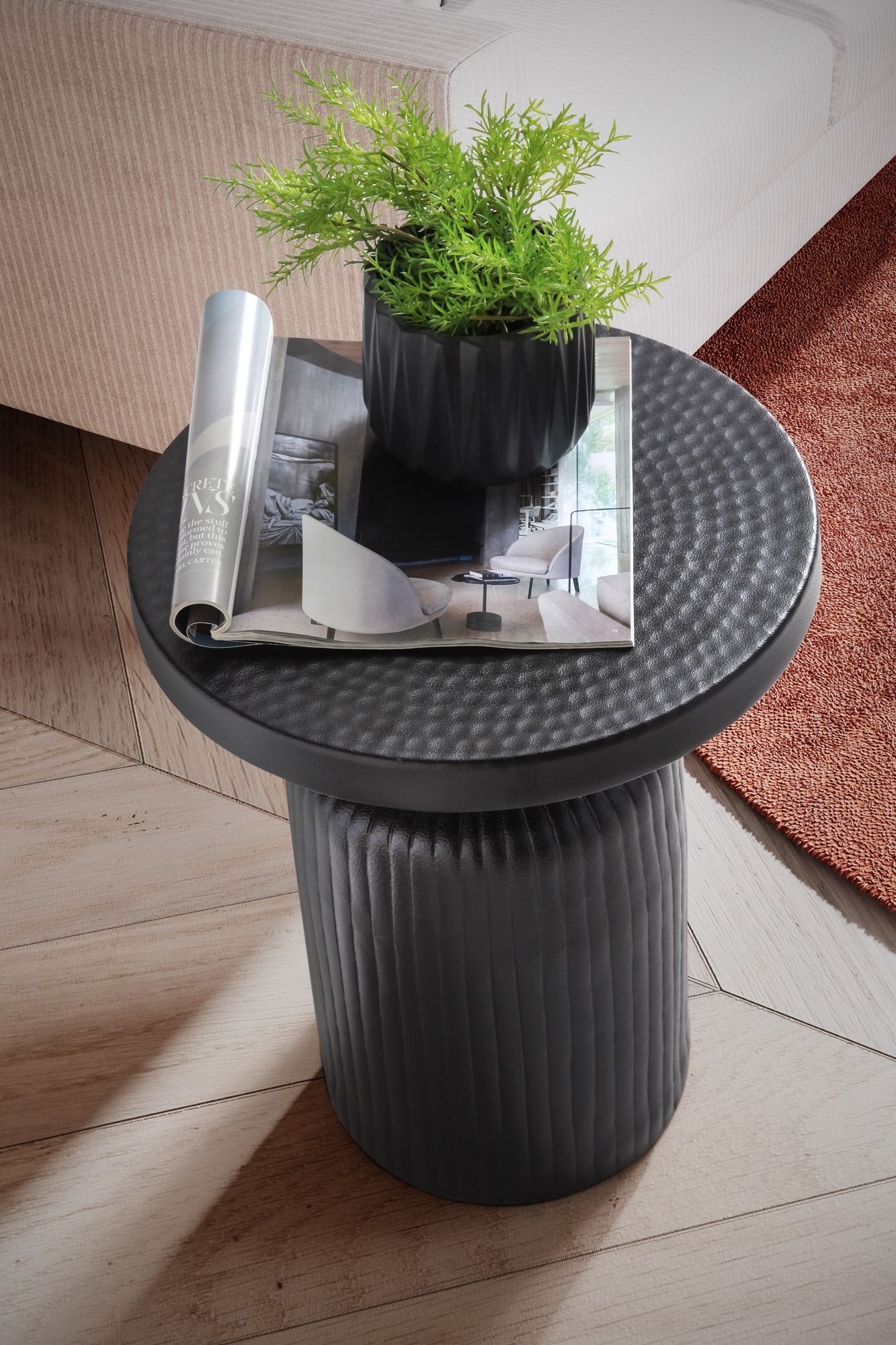 Beistelltisch Tolga Aluminium Schwarz Ø 40 × H 50 cm