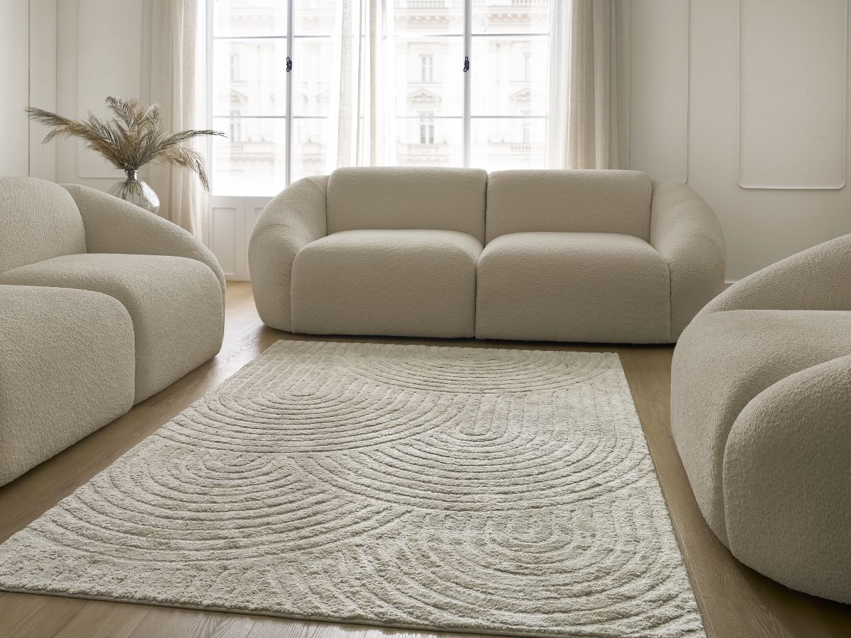 Bobochic Tina Sofa 6-Sitzer Bouclé-Stoff Beige