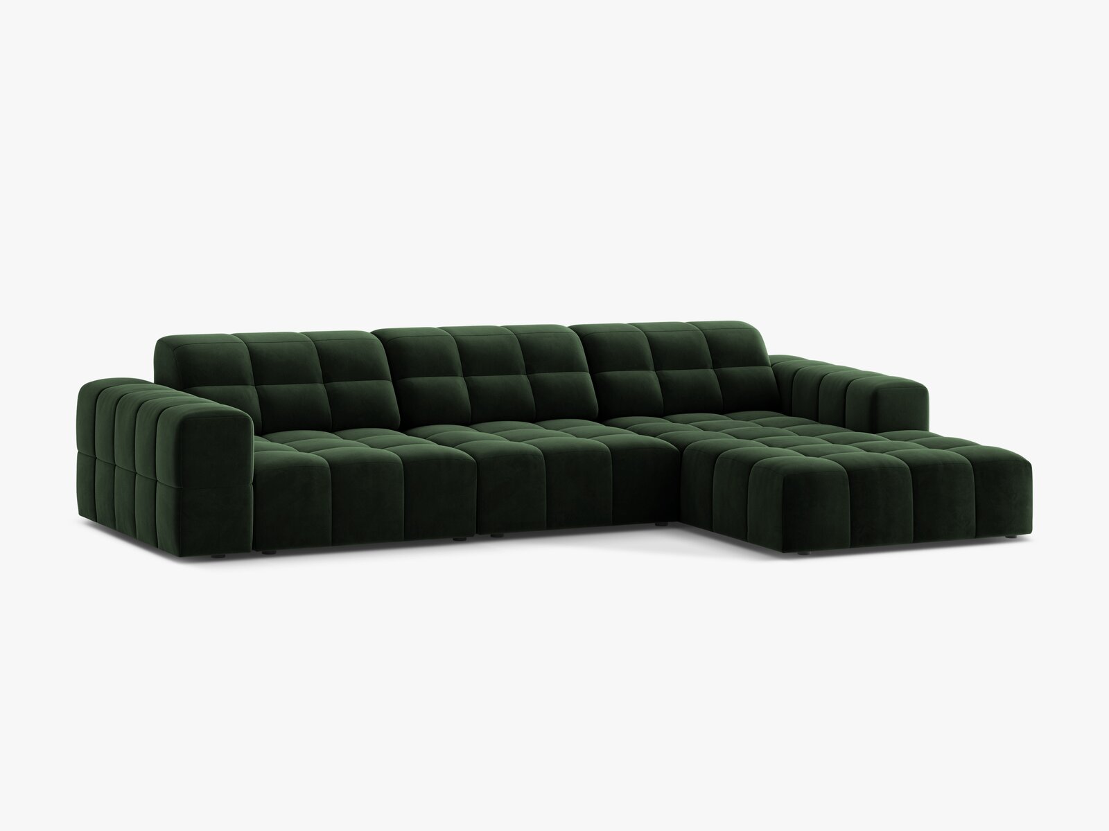 Micadoni Ecksofa Jennifer 4-Sitzer Rechts Samt Venus Flaschengrün