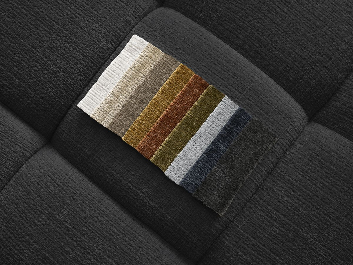 Bobochic Ivane Ecksofa mit Pouf Strukturstoff Schwarz Ecke rechts