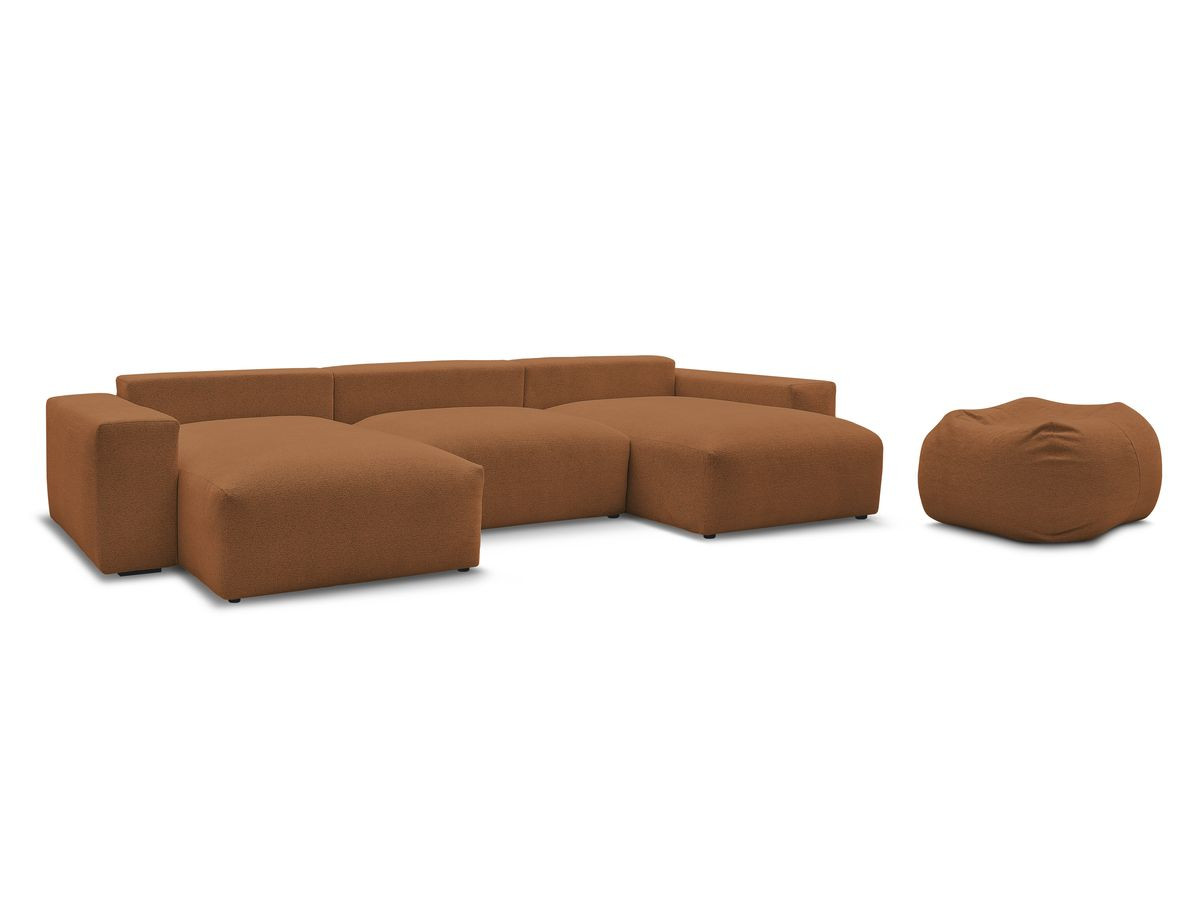 Bobochic Voltaire Wohnlandschaft mit Pouf 420 × 174 cm Melange-Stoff Orange