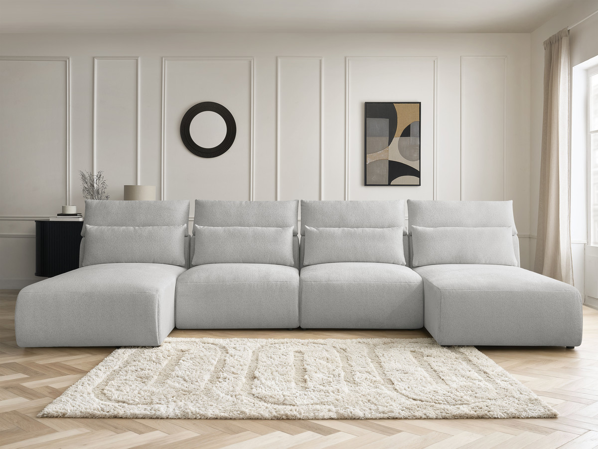 Bobochic Jana Wohnlandschaft Melange-Stoff Hellgrau