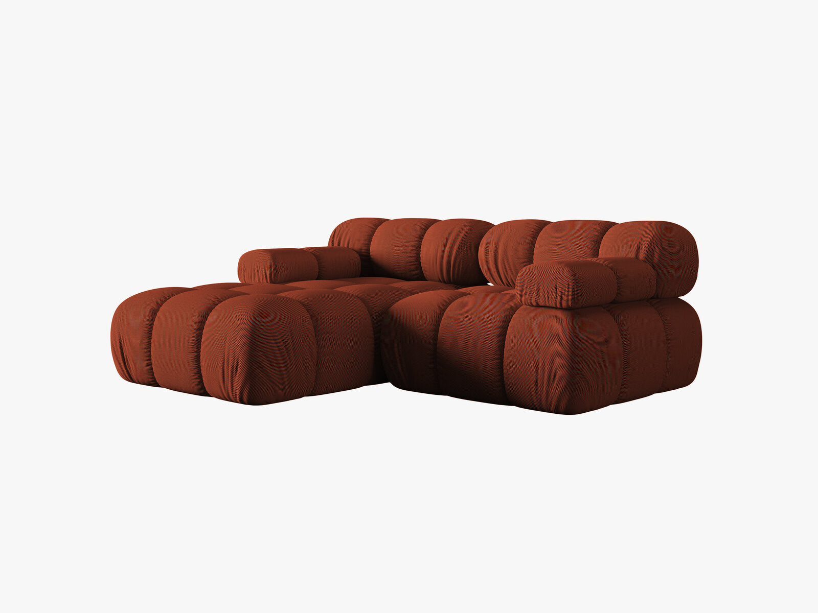 Micadoni Modulares Ecksofa Bellis 3-Sitzer Links 3D-Stoff Sonic Ziegel