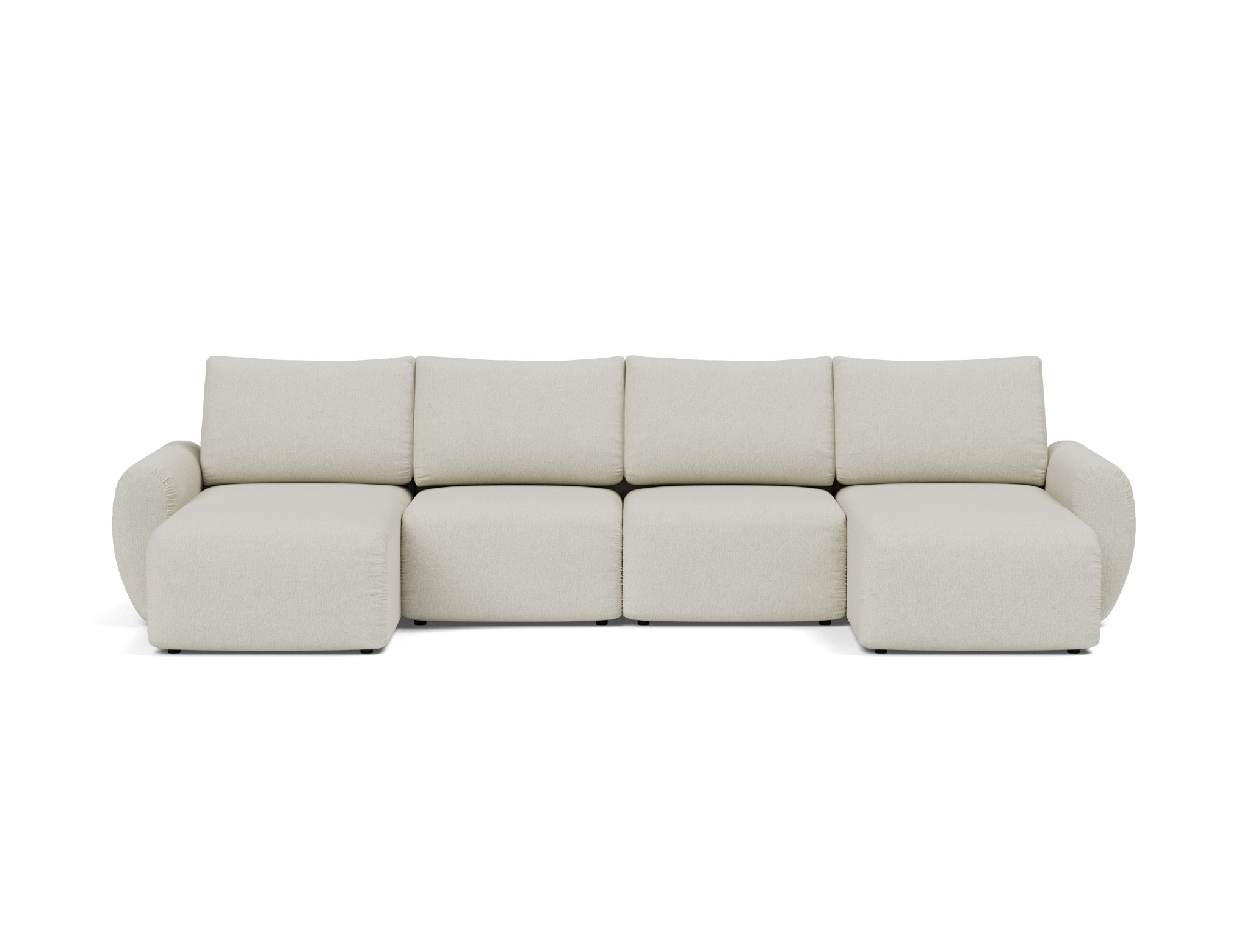 Schlafsofa Norum U-Form mit Curve-Armlehnen Flachgewebe Mixed Dance 527-Natural