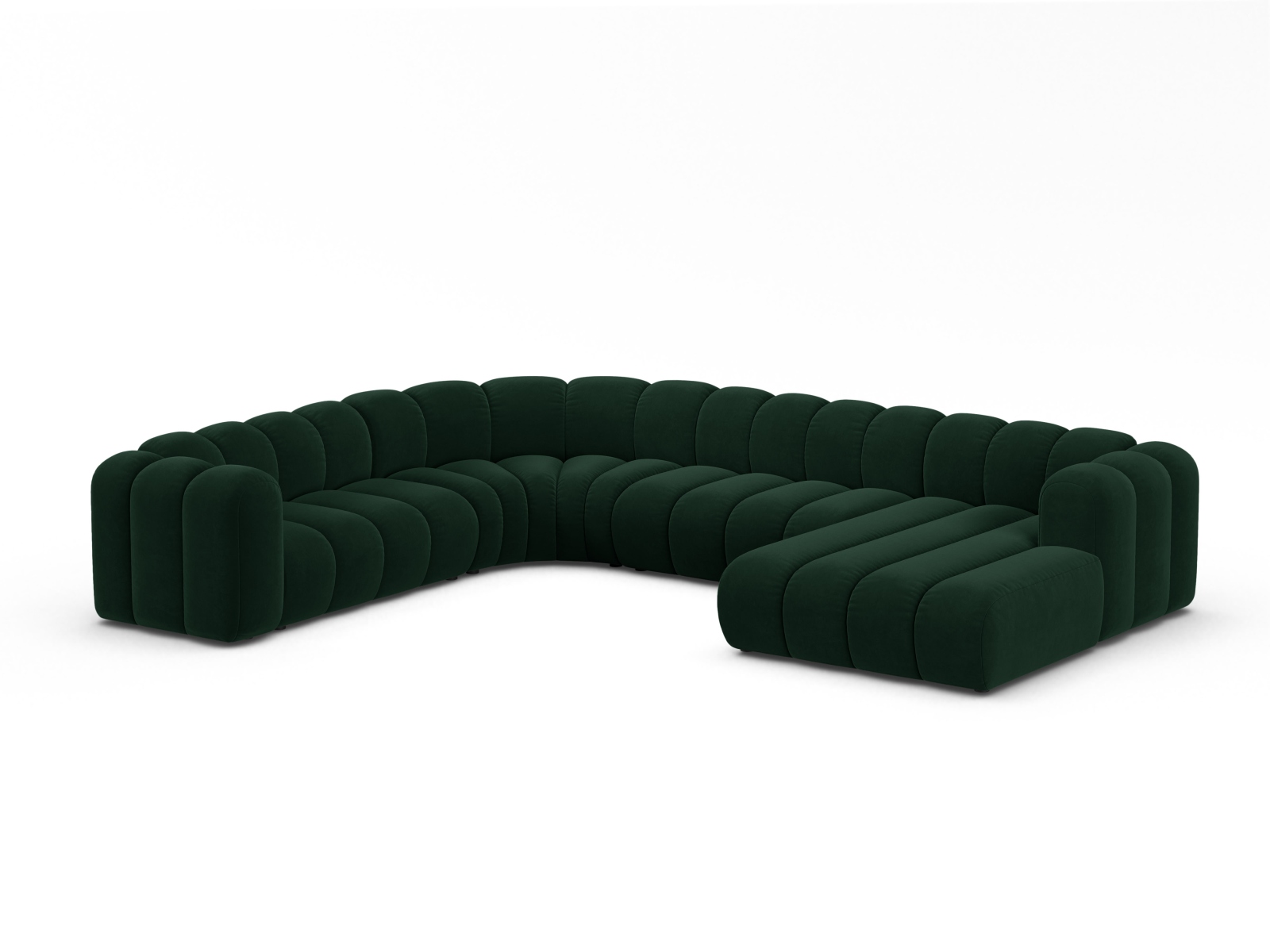 Micadoni Modulares Panorama Ecksofa Lupine 6-Sitzer Links Samt Salvador Flaschengrün
