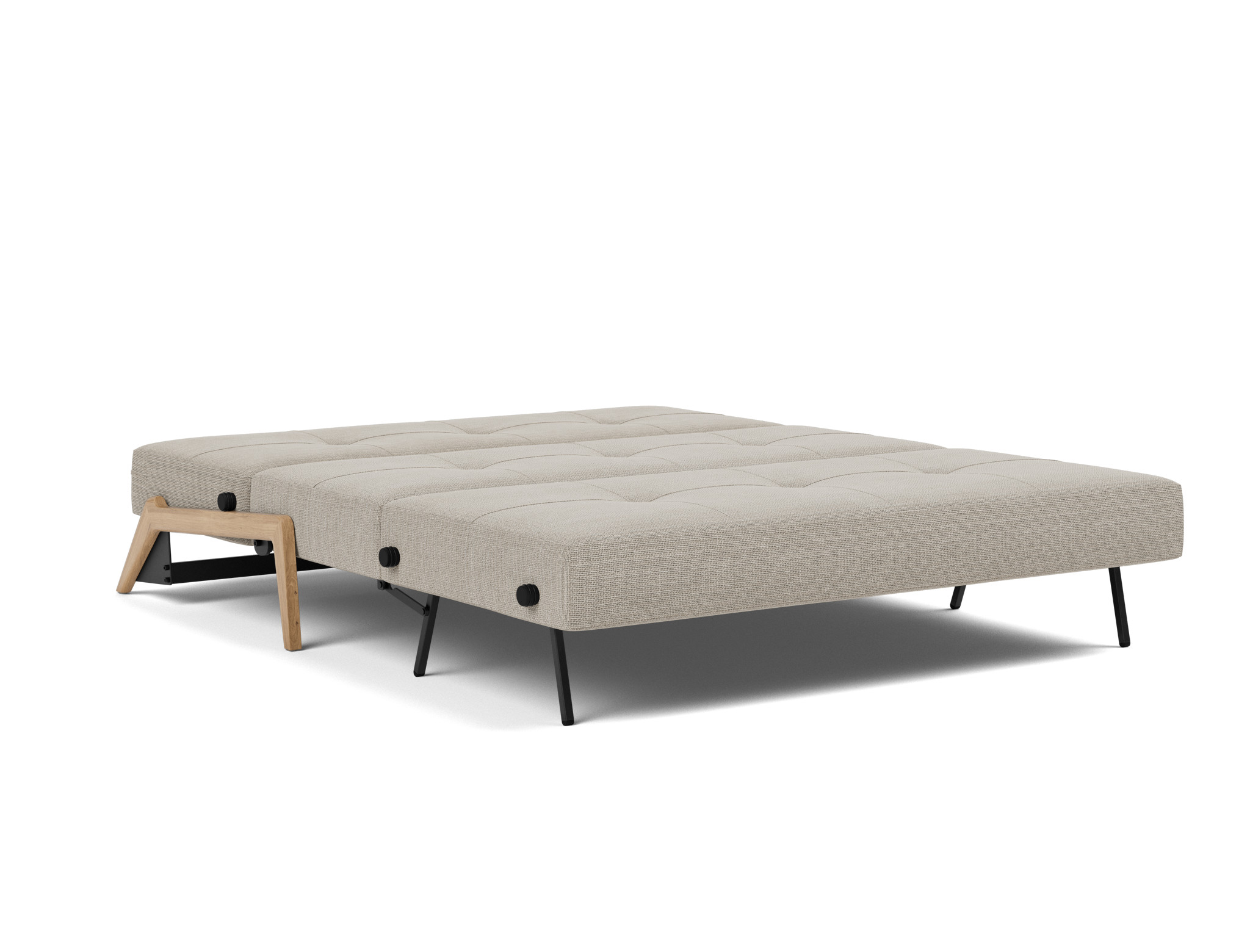 Schlafsofa Cubed 160 Strukturierter Stoff Kenya 579-Gravel Beine Eiche