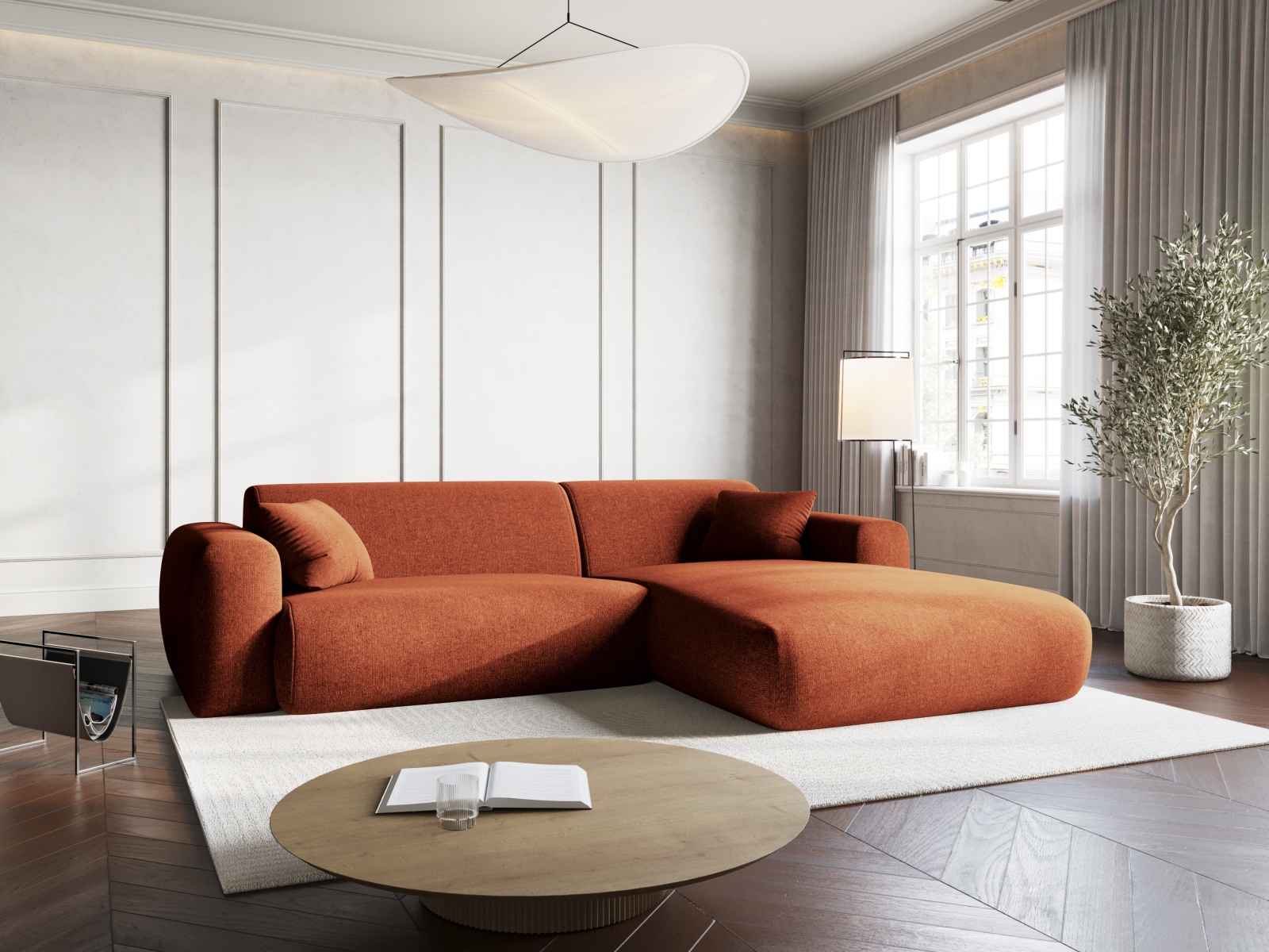 Cosmopolitan Design Ecksofa Nolio 4-Sitzer kleine Version Chenille Haga Terrakotta Rechts