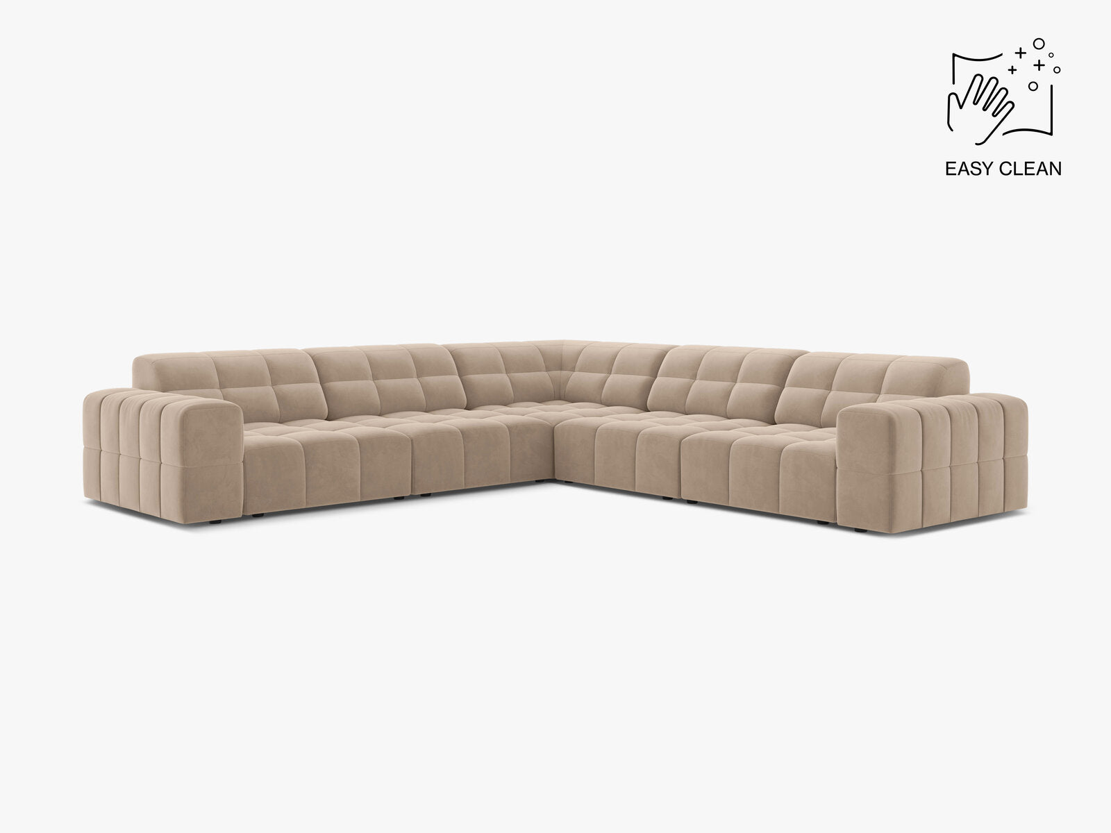 Micadoni Jennifer Modulares Ecksofa 7-Sitzer Samt Venus Beige