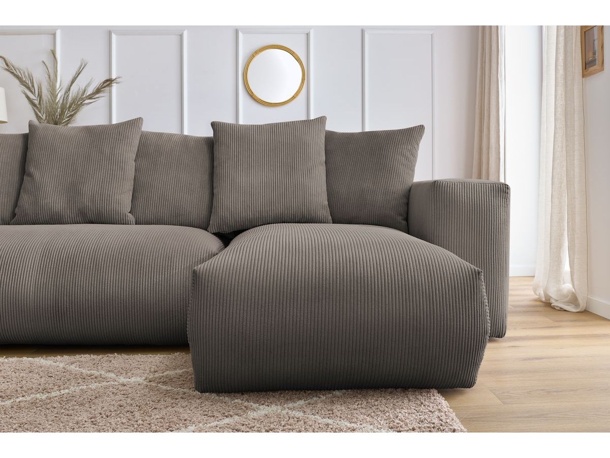 Bobochic Voltaire Wohnlandschaft 356 × 214 cm Cordsamt Taupe Ecke rechts