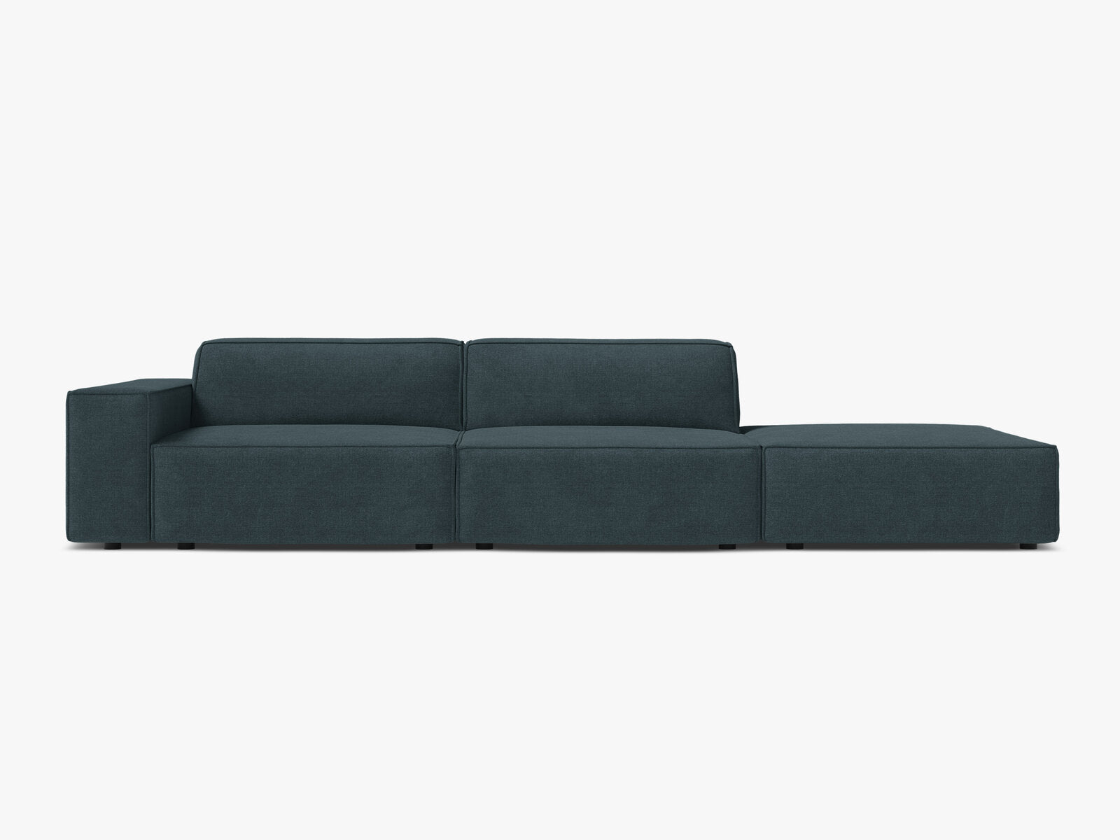 Micadoni Sofa Jodie 3-Sitzer Rechts Strukturierter Stoff Liberty Dunkel Petrol