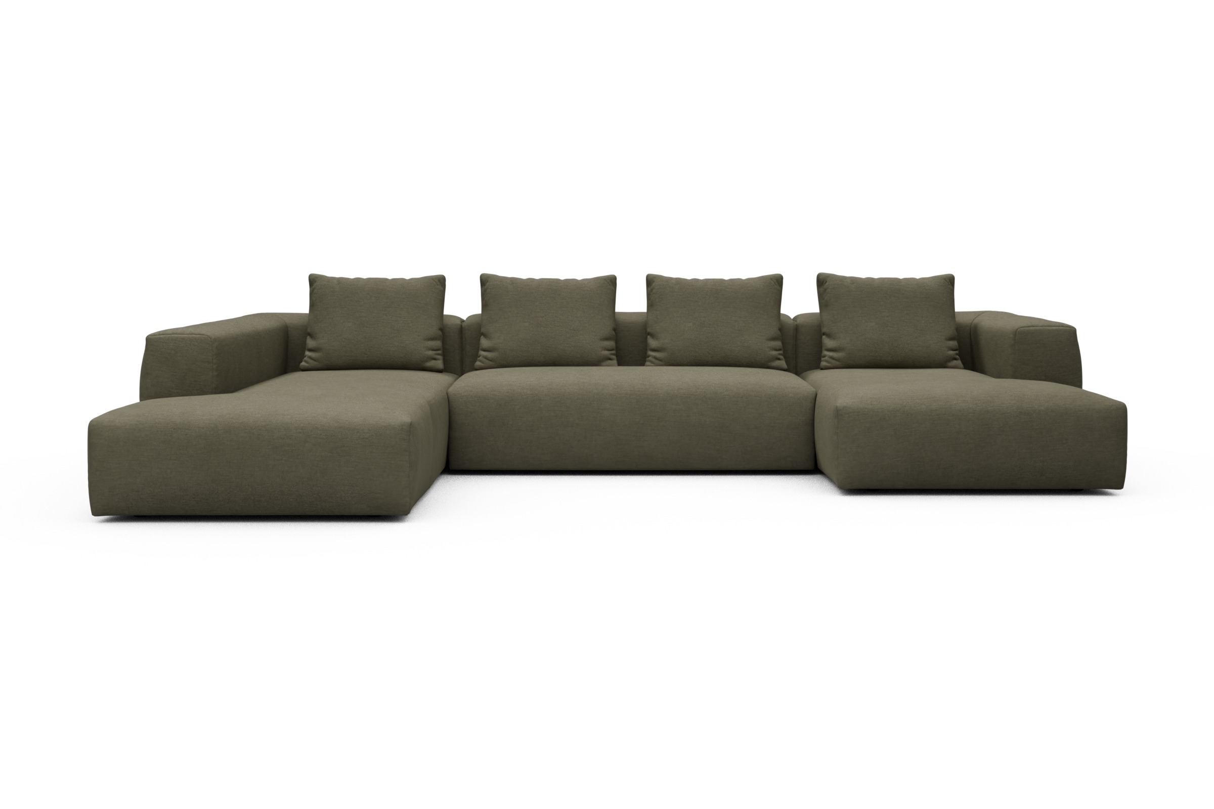 Skandi Home Wohnlandschaft Fred Relax-Ecke links mit 2-Sitzer und Chaiselongue rechts Vivus-Dusty-Olive moebelfaktor