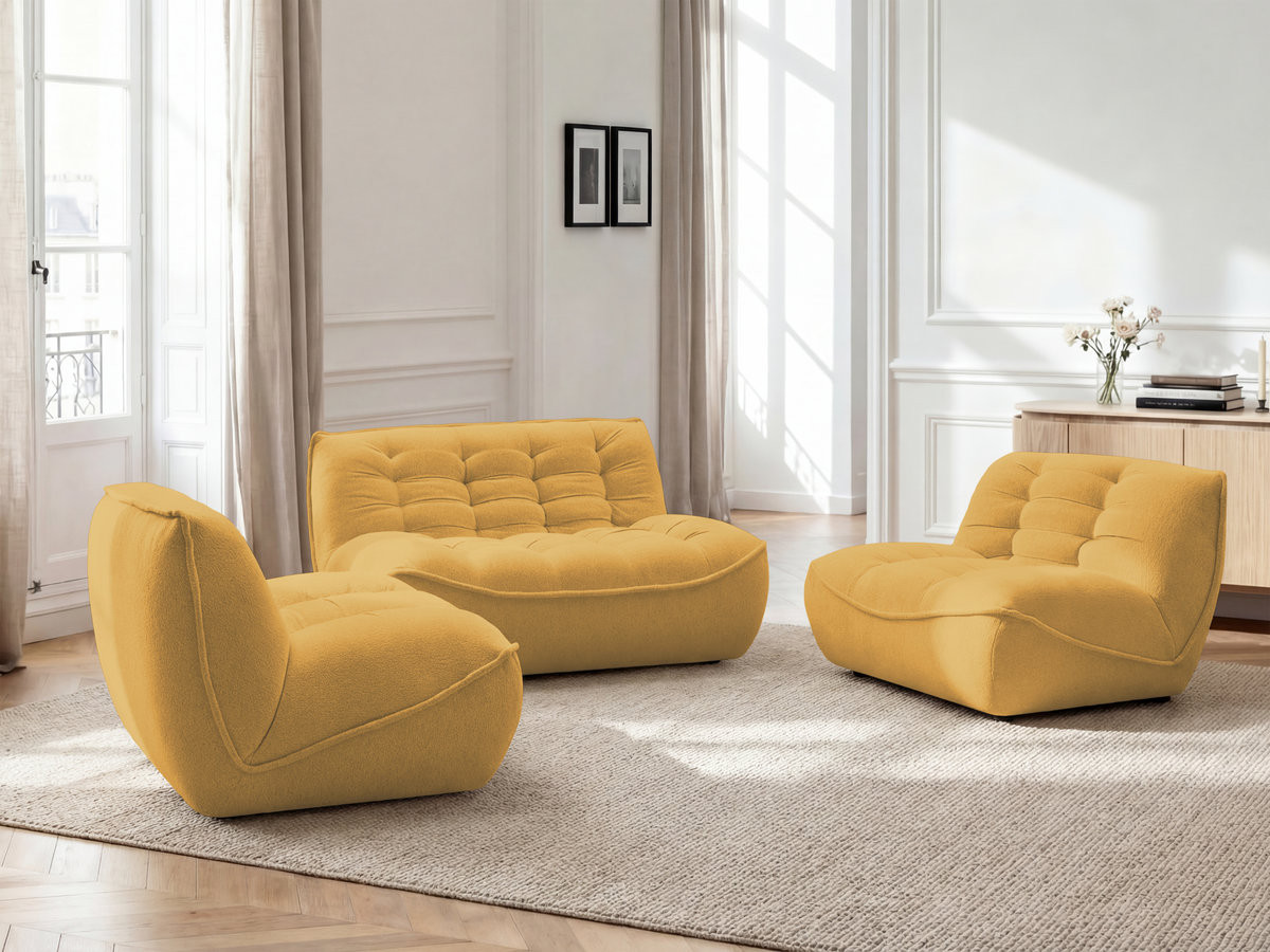 Bobochic Serena Sofa 4-Sitzer Melange-Stoff Gelb