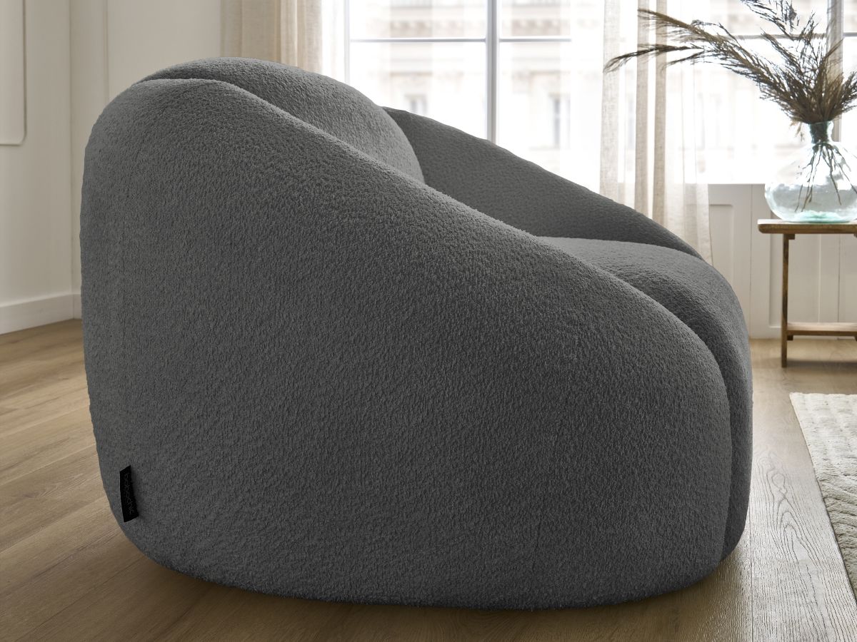 Bobochic Tina Sessel Bouclé-Stoff Dunkelgrau