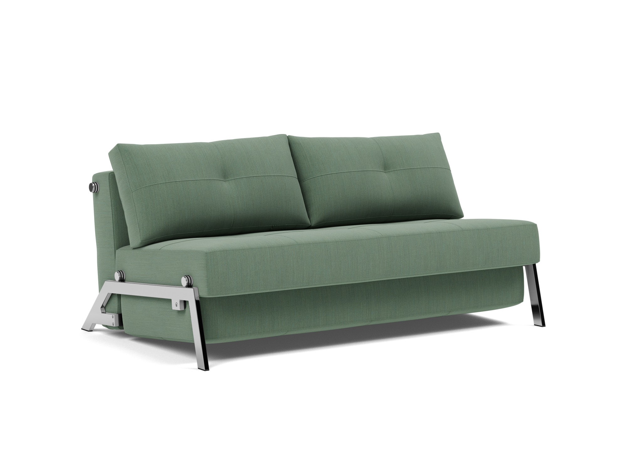Schlafsofa Cubed 160 Flachgewebe Elegance 518-Green Beine Chrom