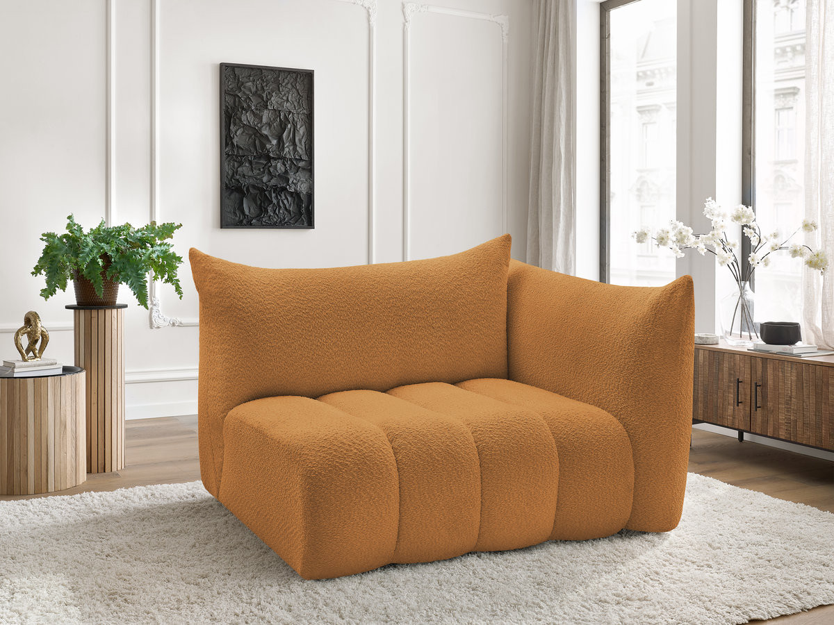 Bobochic Azra Sofamodul 2-Sitzer 143 × 112 cm Bouclé-Stoff Gelb Ecke rechts
