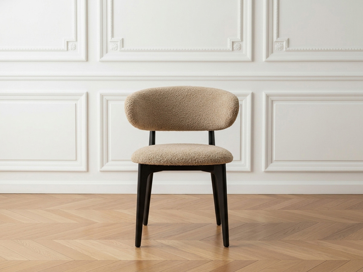 Bobochic Rosine Esszimmerstuhl 2er-Set Bouclé-Stoff Beige