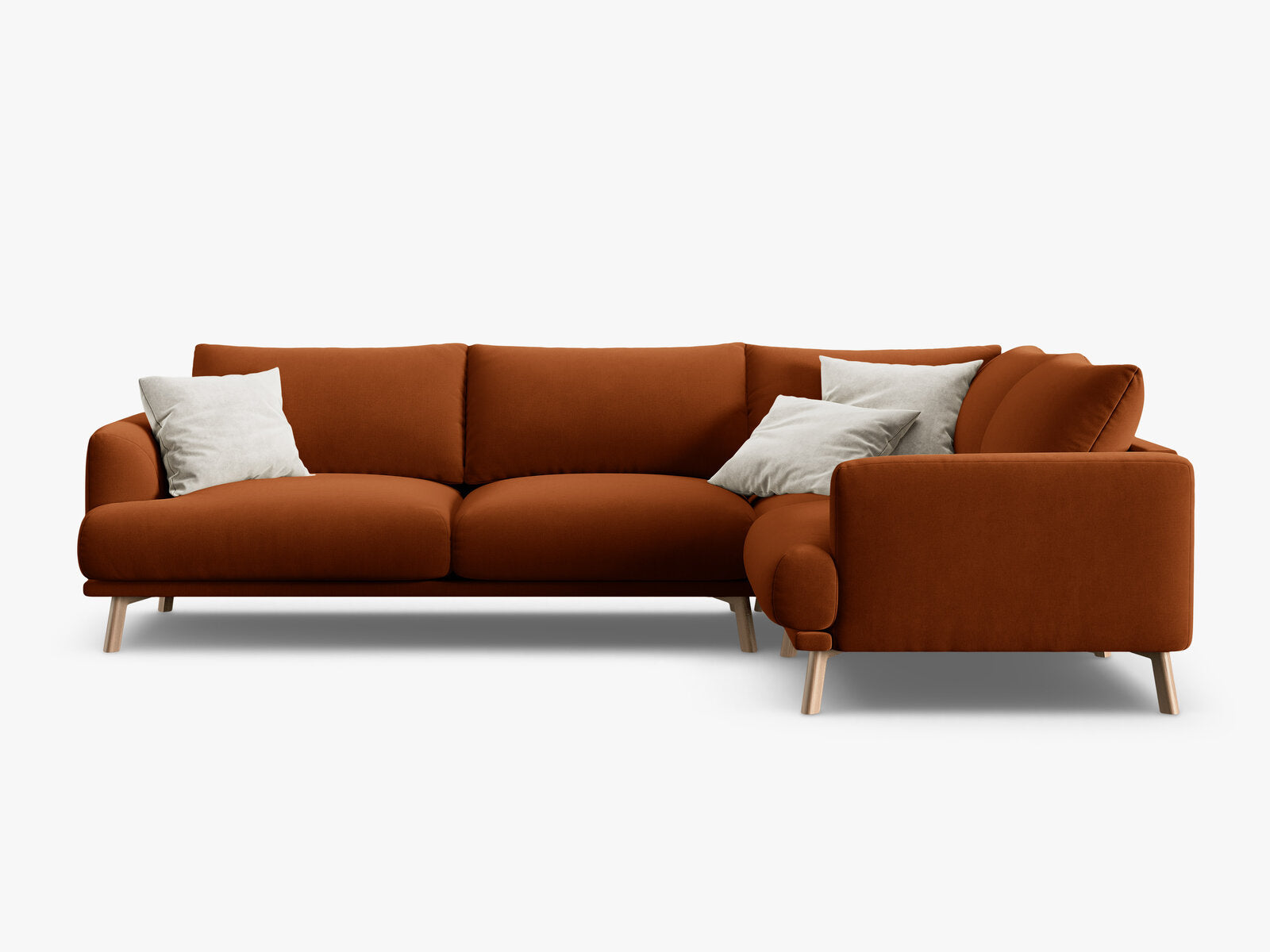 Micadoni Ecksofa Naomi 4-Sitzer große Version Rechts Samt Salvador Terrakotta