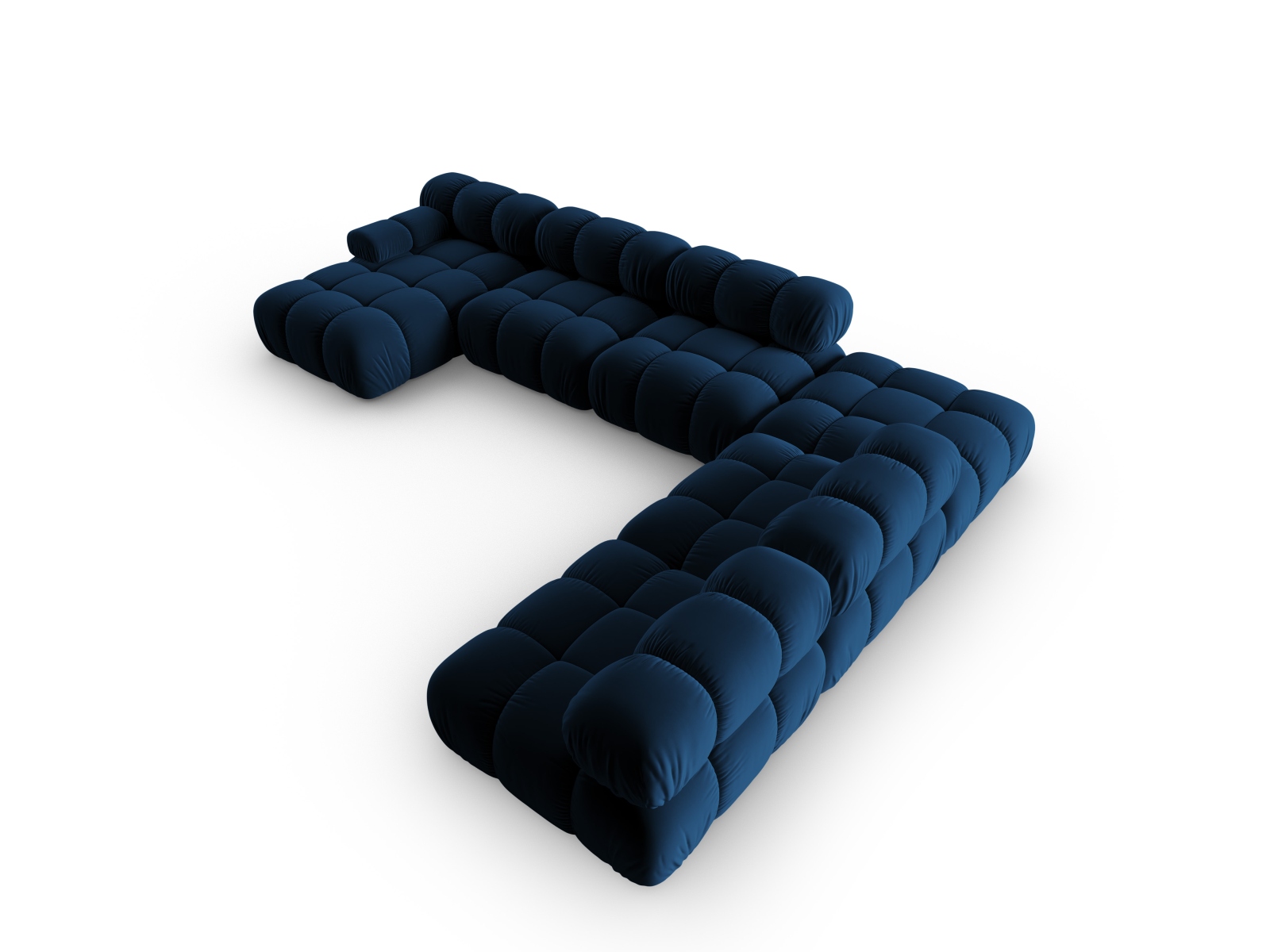 Micadoni Modulares Panorama Ecksofa Bellis 7-Sitzer Rechts Samt Bluvel Königsblau