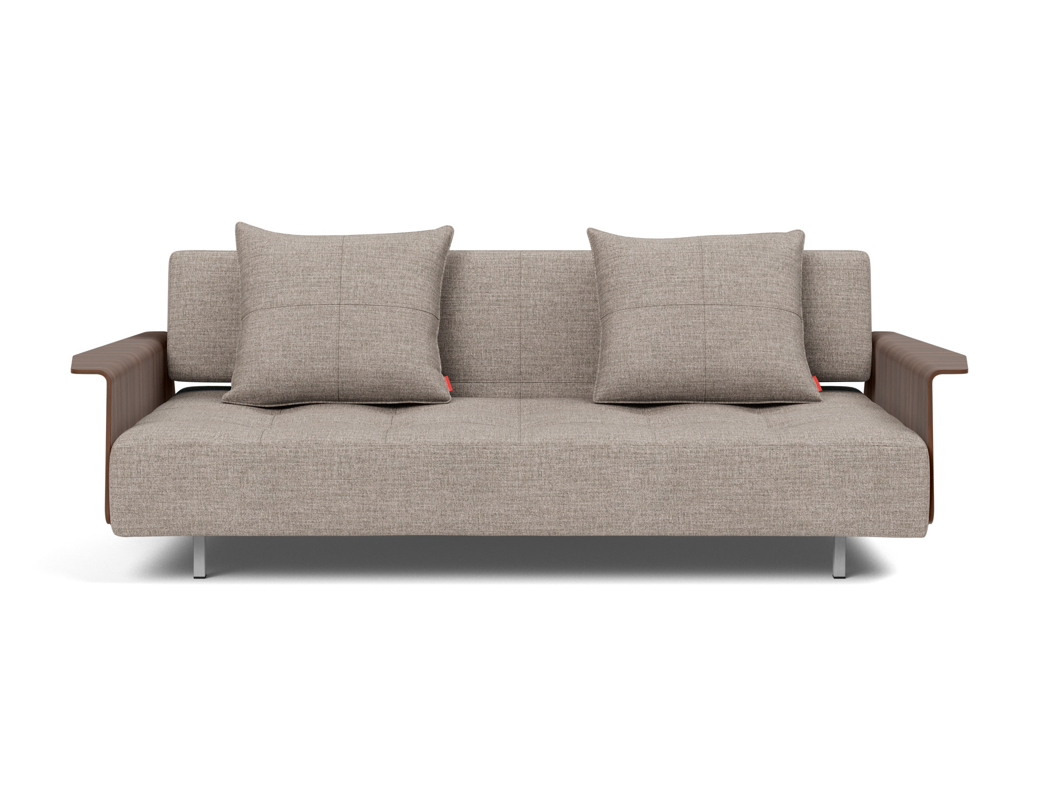 Schlafsofa Long Horn D.E.L. mit Armlehnen Chenille Yuveno 472-Warm-Grey