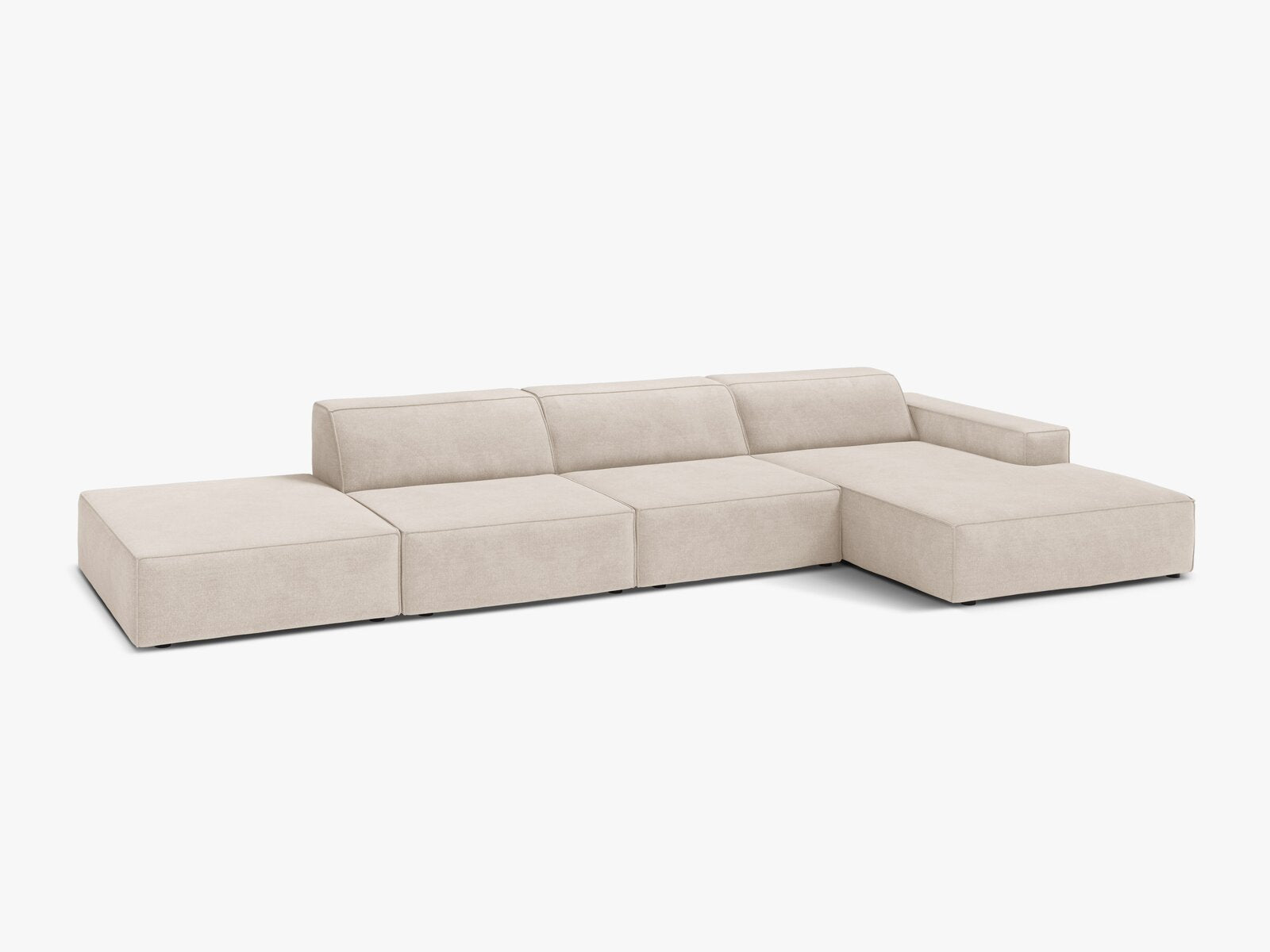 Micadoni Ecksofa Jodie 5-Sitzer Strukturierter Stoff Liberty Beige Rechts