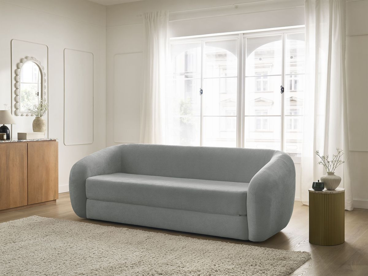 Bobochic Neyo Schlafsofa 3-Sitzer Stoff Dunkelgrau