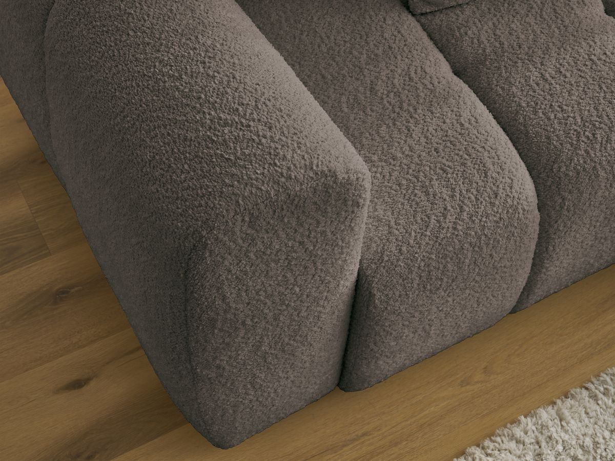Bobochic Roxelane Ecksofa mit Schlaffunktion und Bettkasten 258 × 150 cm Bouclé-Stoff Braun Ecke rechts