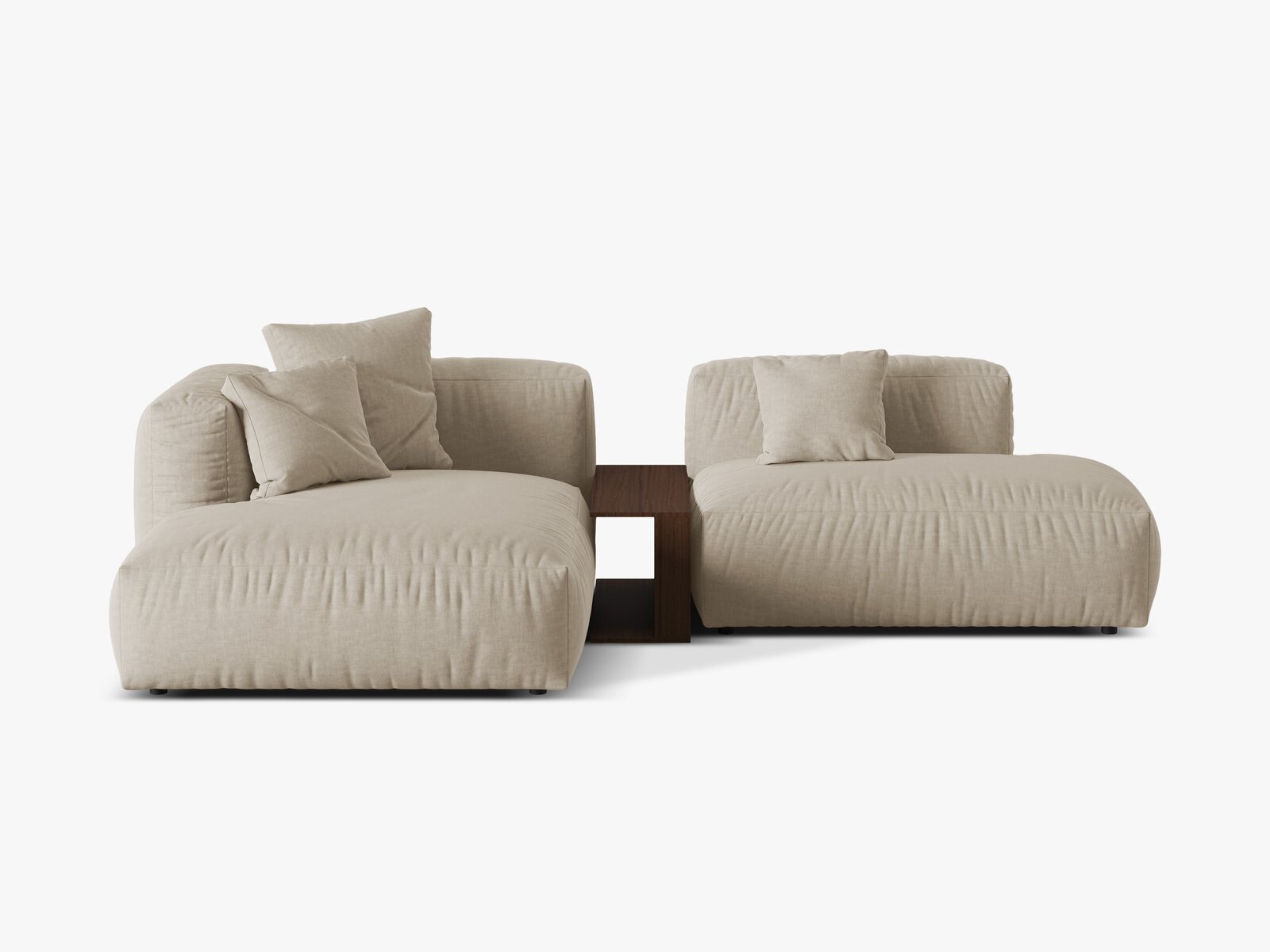 Micadoni Ecksofa Martina 2-Sitzer mit Couchtisch Links Strukturierter Stoff Helles Beige