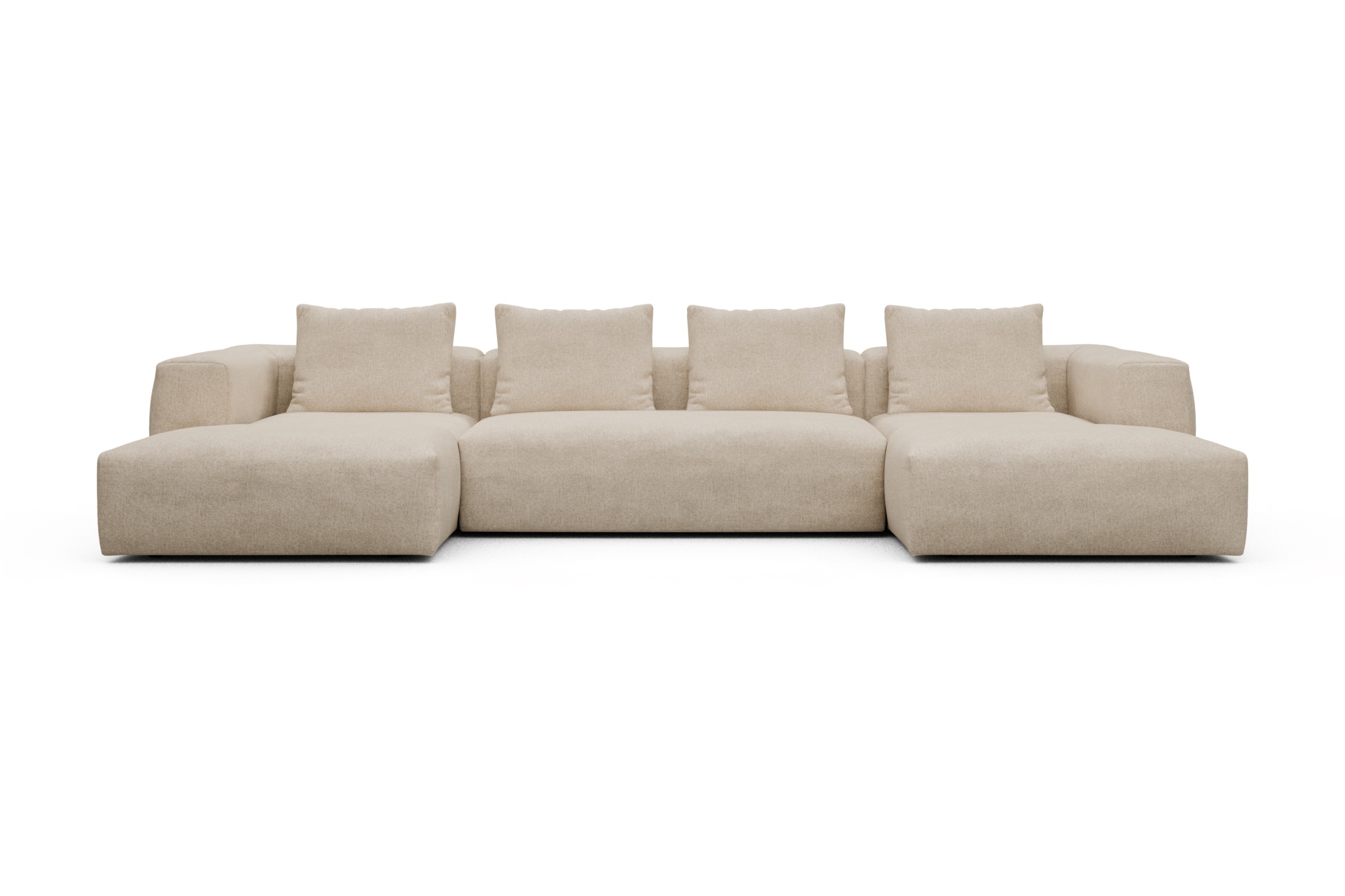 Skandi Home Wohnlandschaft Fred mit 2-Sitzer und Chaiselongue beidseitig Casone-Natural-Beige moebelfaktor